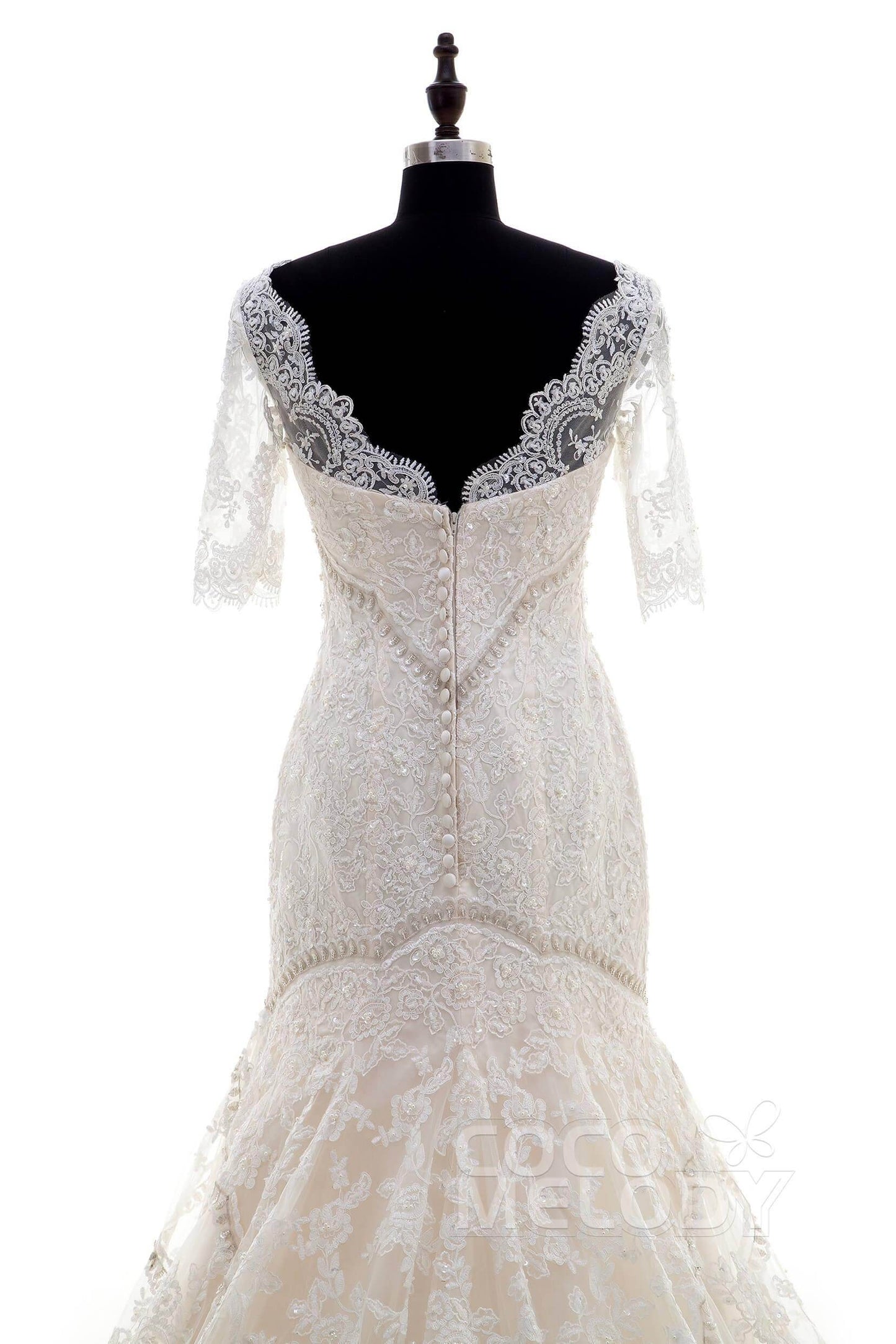 Trumpet-Mermaid Chapel Train Tulle Lace Wedding Dress LD3859 - COCOMELODY