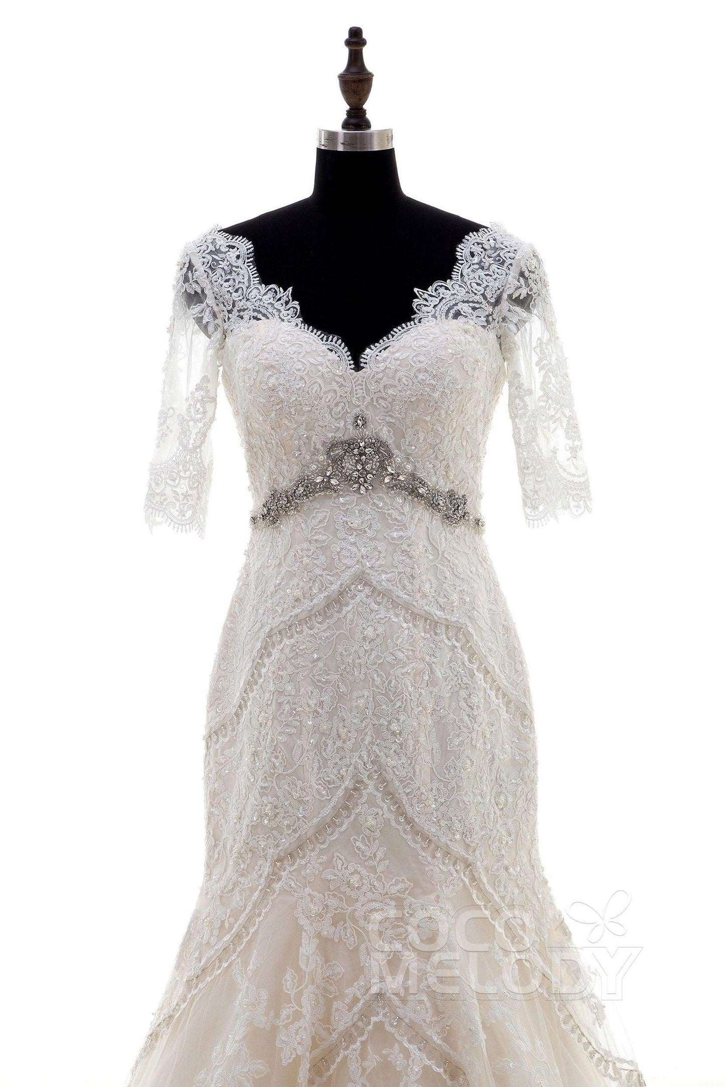 Trumpet-Mermaid Chapel Train Tulle Lace Wedding Dress LD3859 - COCOMELODY