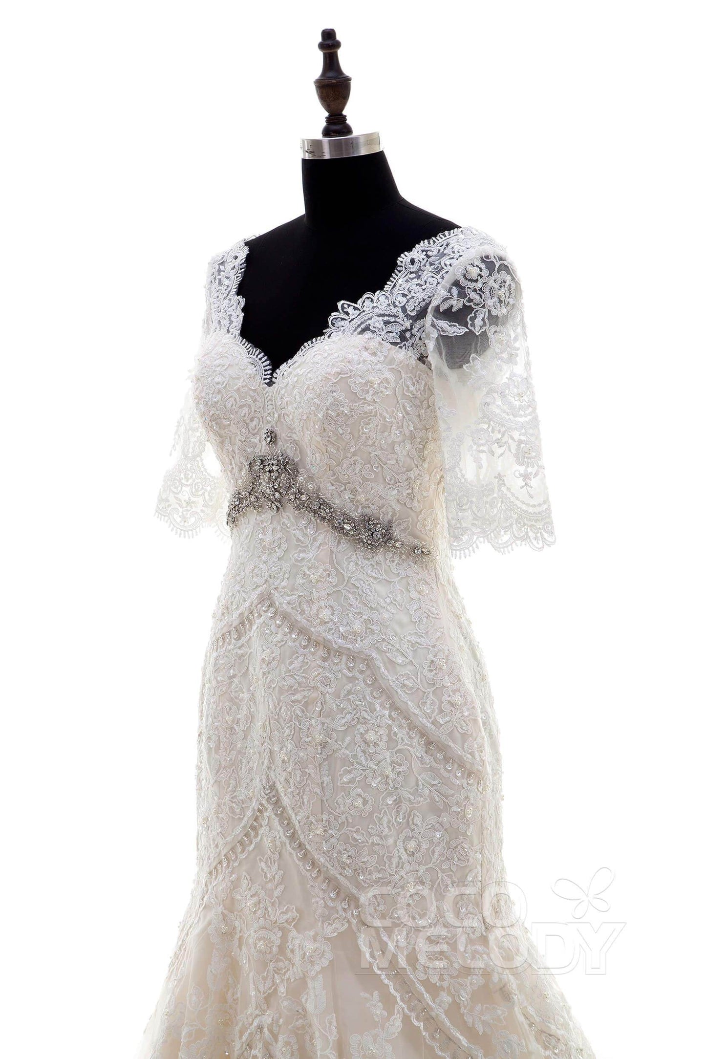 Trumpet-Mermaid Chapel Train Tulle Lace Wedding Dress LD3859 - COCOMELODY