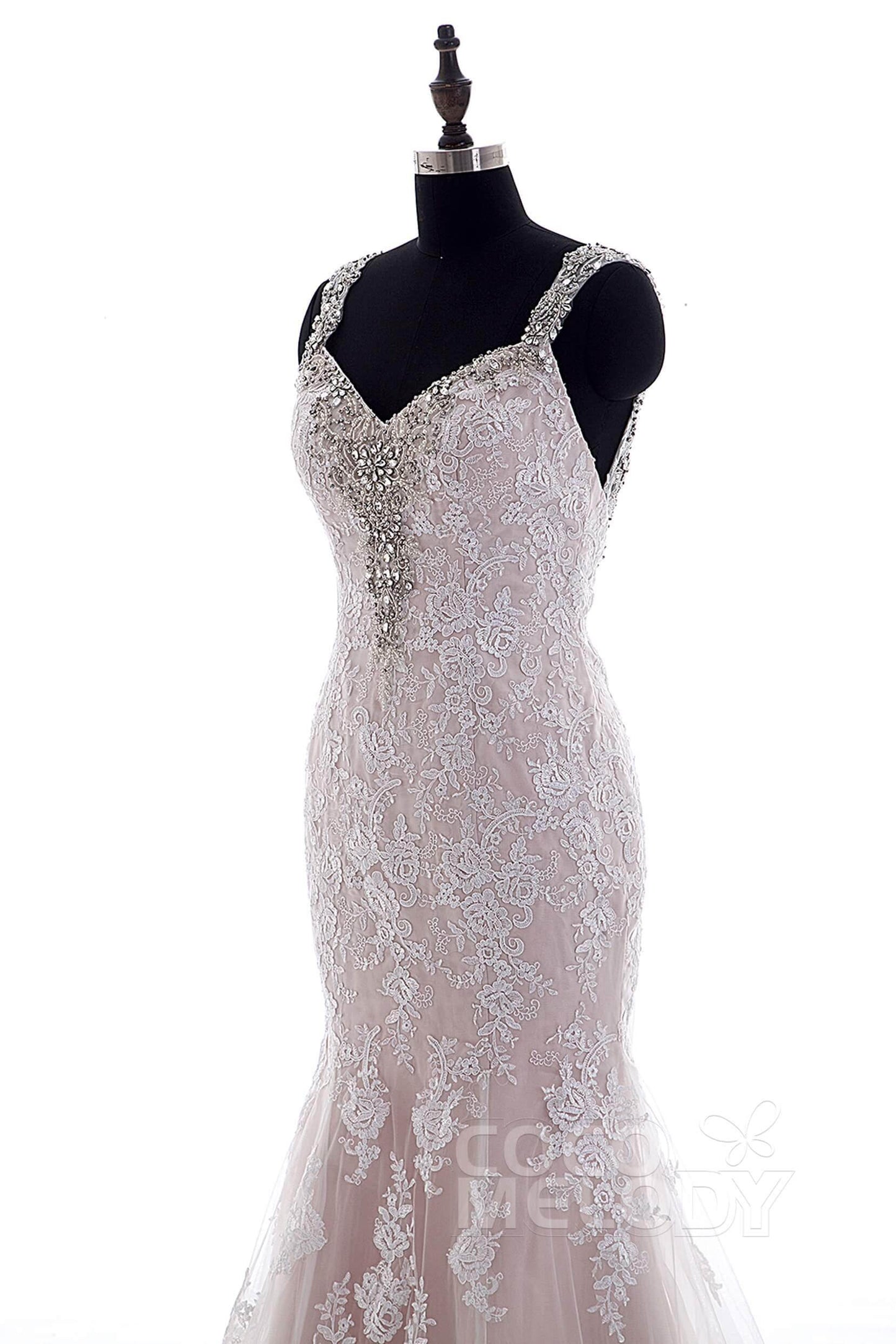 Trumpet-Mermaid Court Train Tulle Lace Wedding Dress LD3905 - COCOMELODY