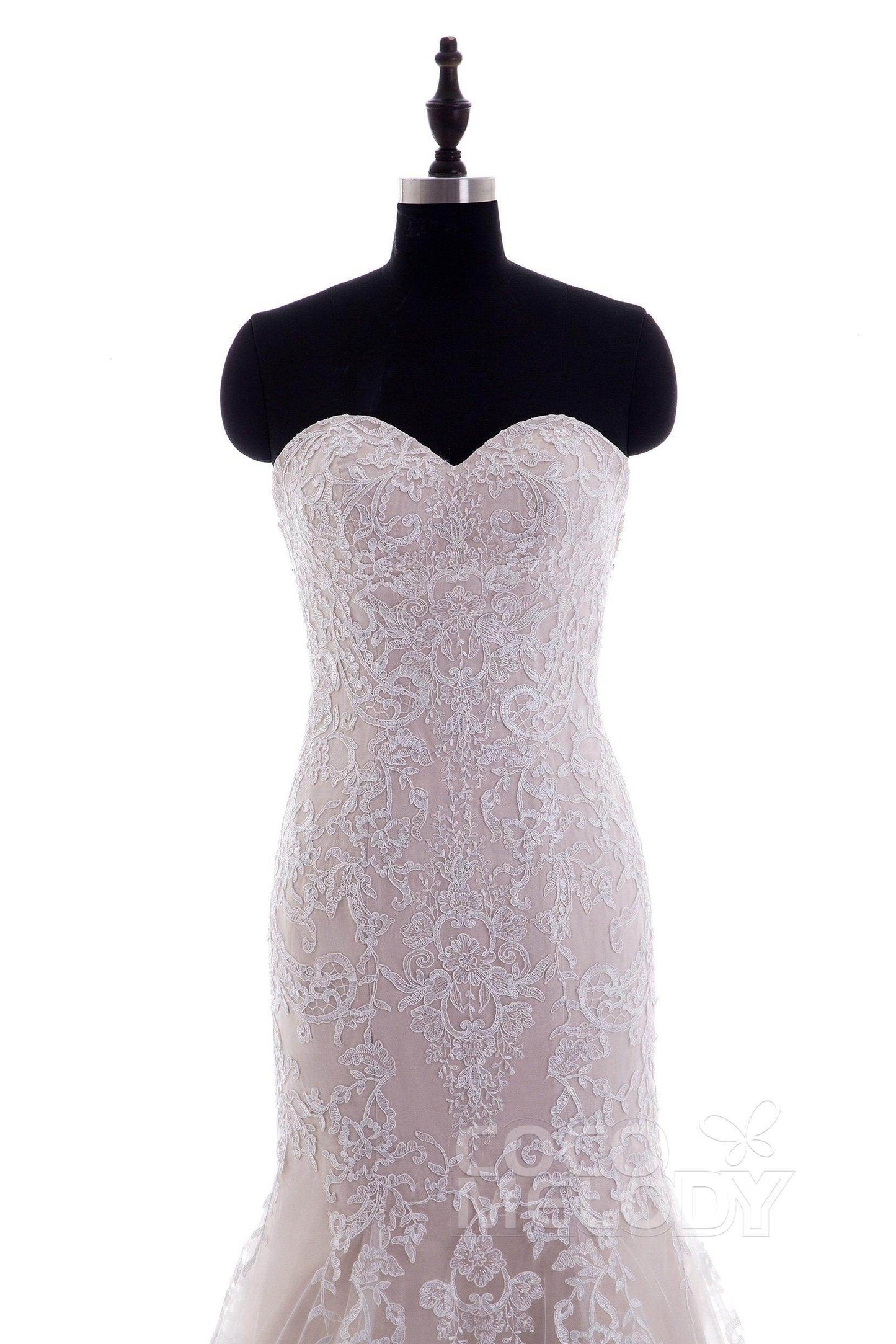 Trumpet-Mermaid Court Train Tulle Lace Wedding Dress LD3906 - COCOMELODY