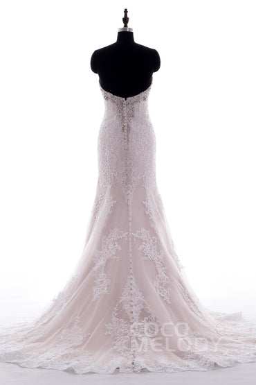 Trumpet-Mermaid Court Train Tulle Lace Wedding Dress LD3906