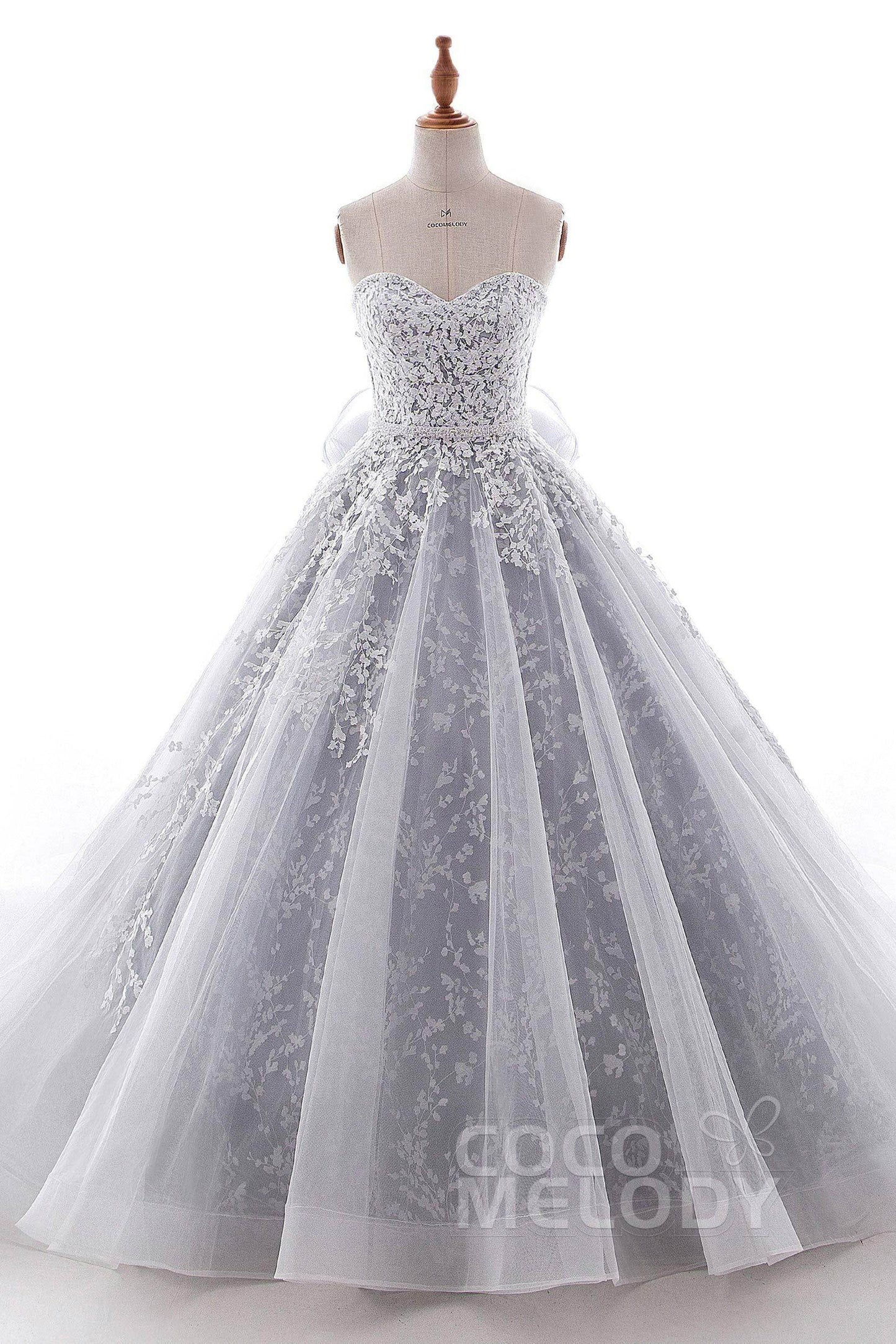 A-Line Chapel Train Tulle Wedding Dress LD5054 - COCOMELODY