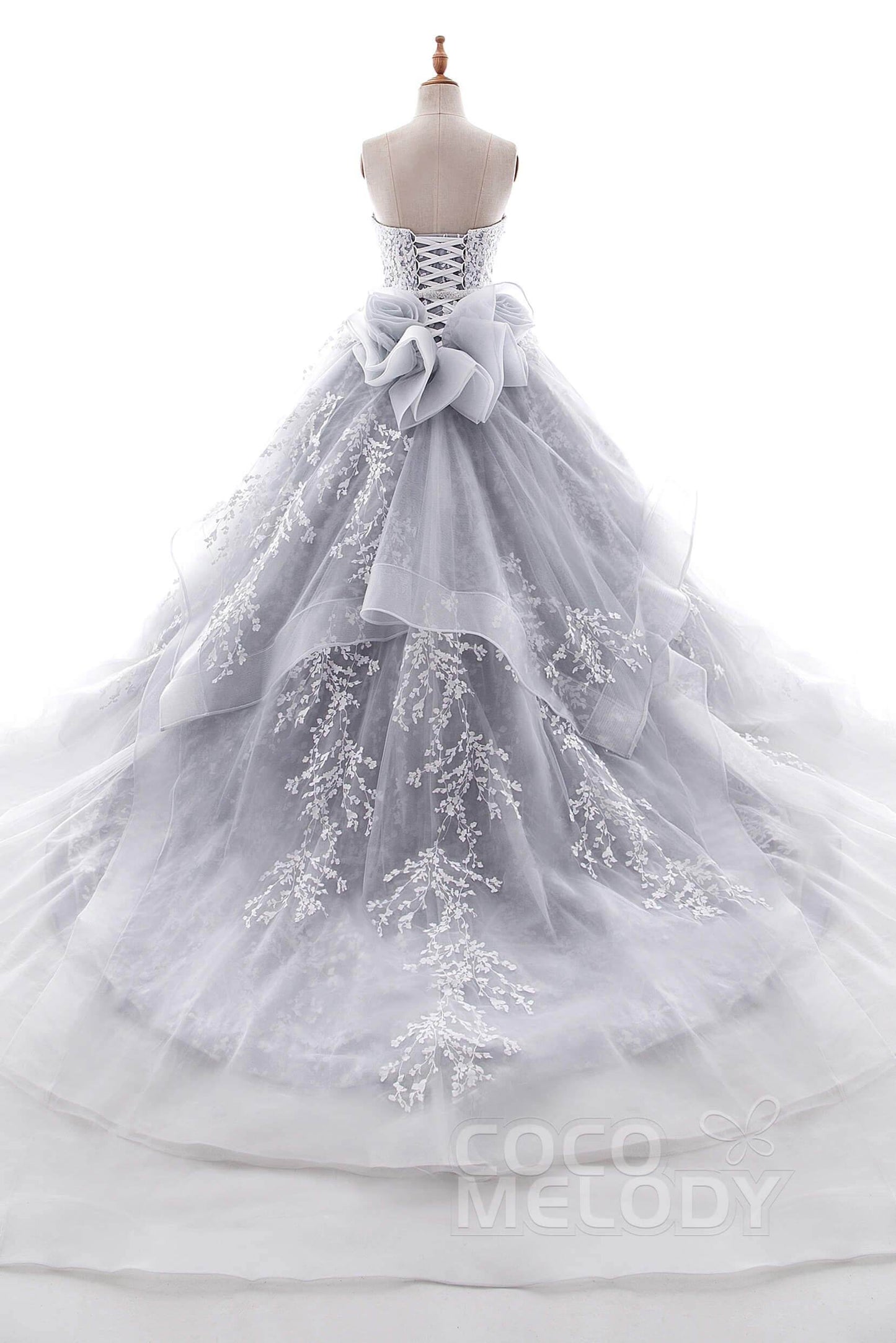 A-Line Chapel Train Tulle Wedding Dress LD5054 - COCOMELODY