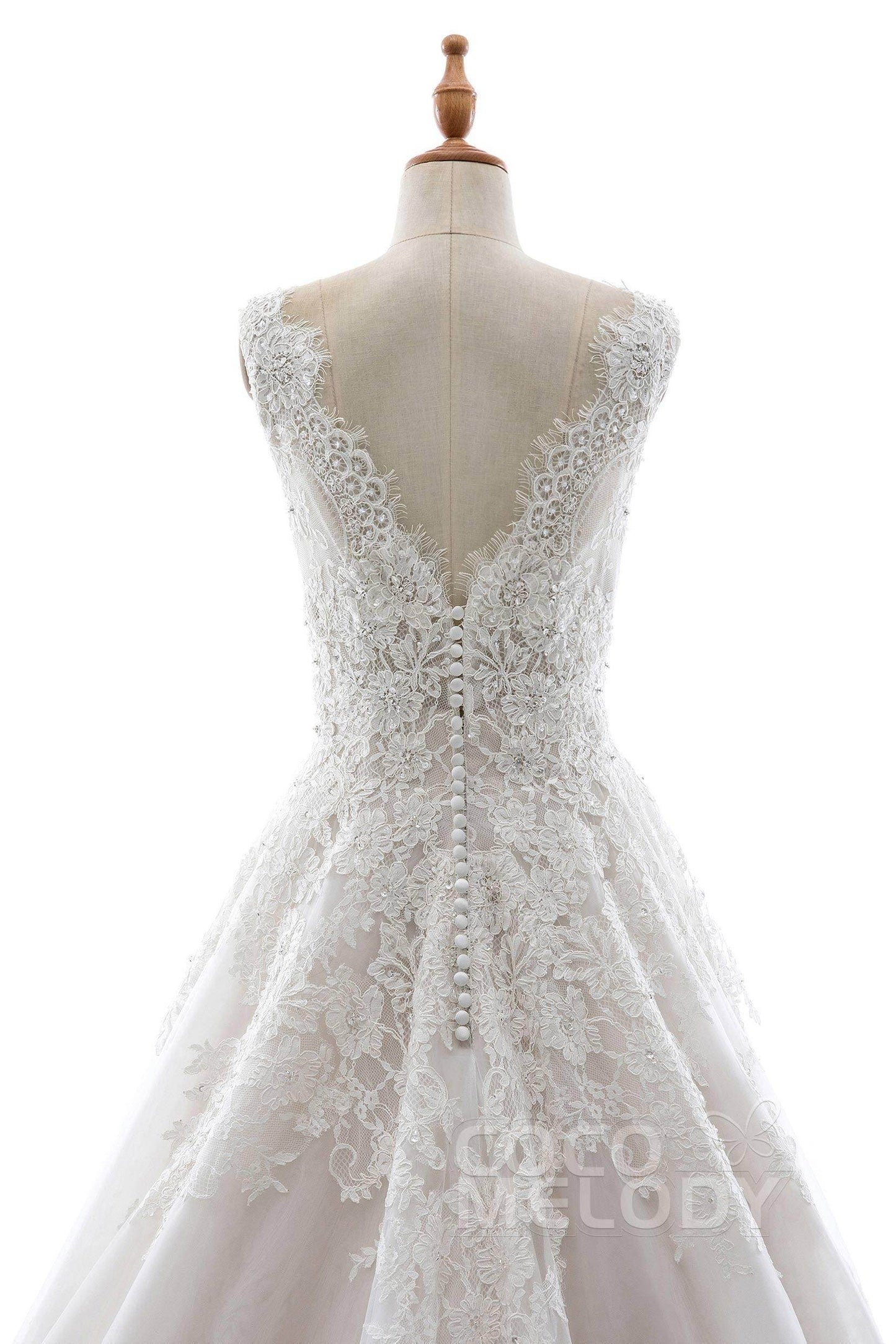 A-Line Court Train Tulle and Organza Wedding Dress LD5698 - COCOMELODY