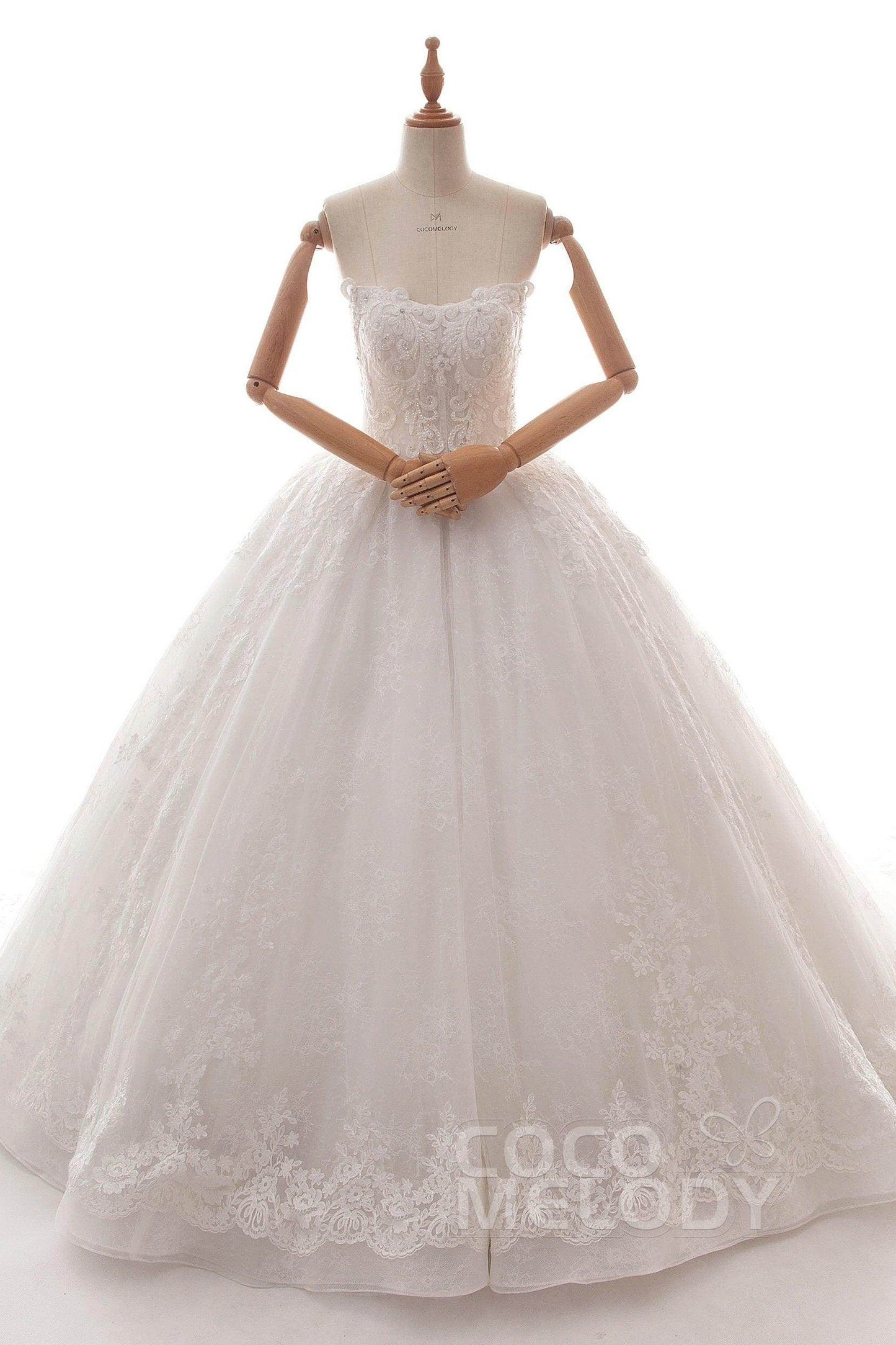 Ball Gown Cathedral Train Tulle Lace Wedding Dress LD5787 - COCOMELODY