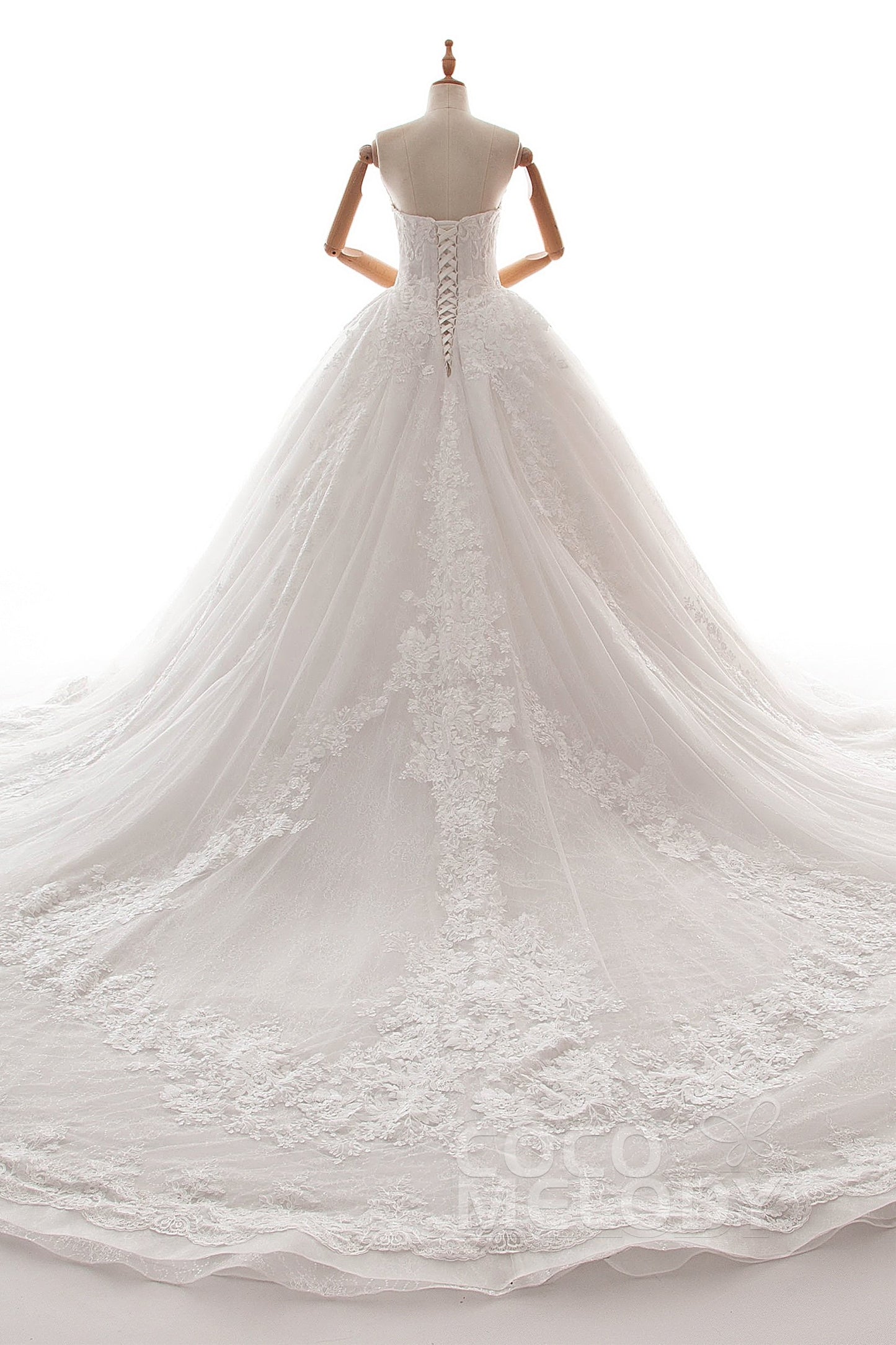 Ball Gown Cathedral Train Tulle Lace Wedding Dress LD5787