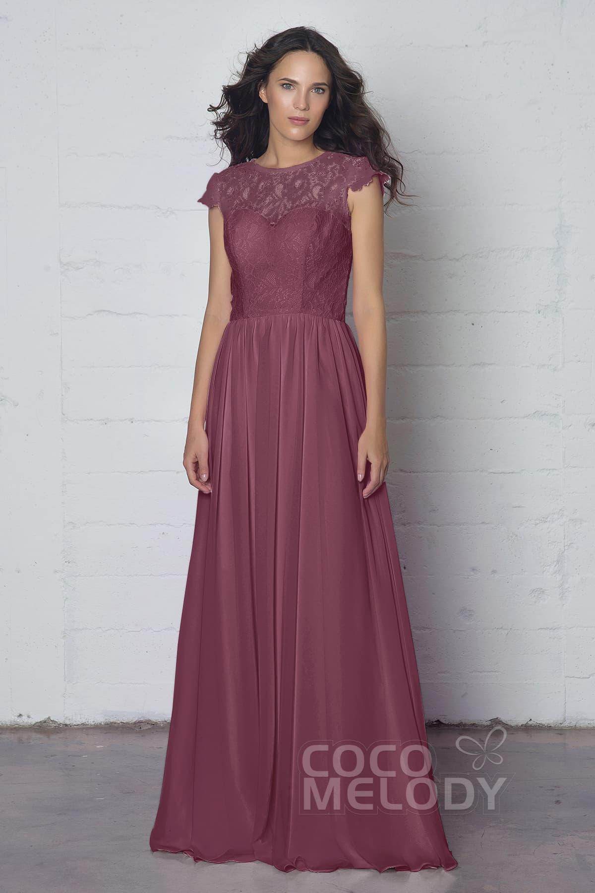 Sheath-Column Floor Length Lace and Chiffon Dress LOZF1503E - COCOMELODY