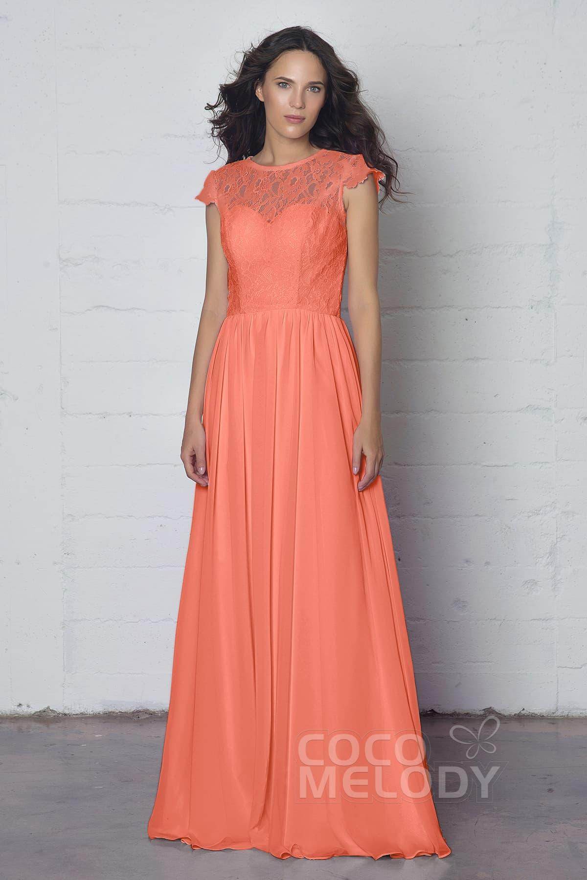 Sheath-Column Floor Length Lace and Chiffon Dress LOZF1503E - COCOMELODY