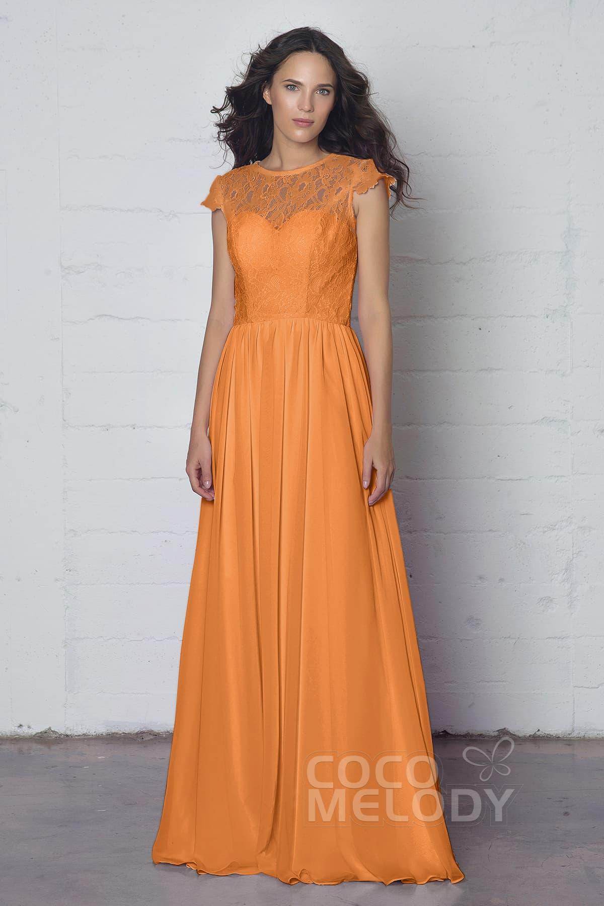 Sheath-Column Floor Length Lace and Chiffon Dress LOZF1503E - COCOMELODY
