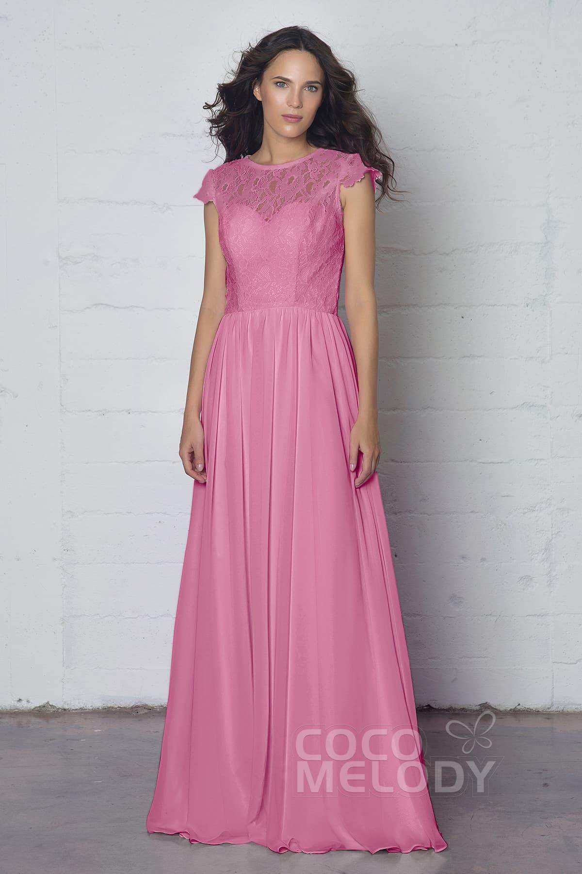 Sheath-Column Floor Length Lace and Chiffon Dress LOZF1503E - COCOMELODY