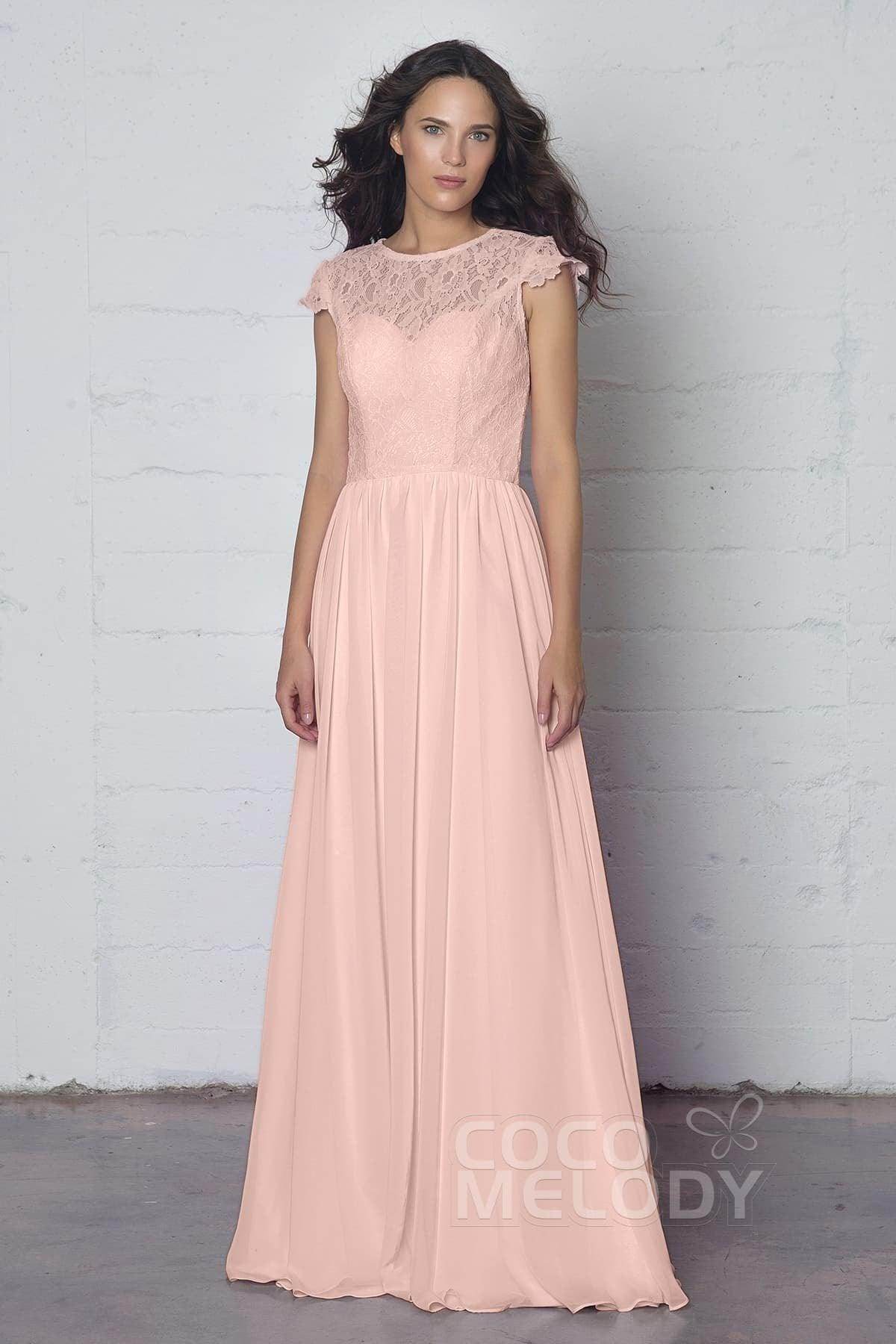 Sheath-Column Floor Length Lace and Chiffon Dress LOZF1503E - COCOMELODY