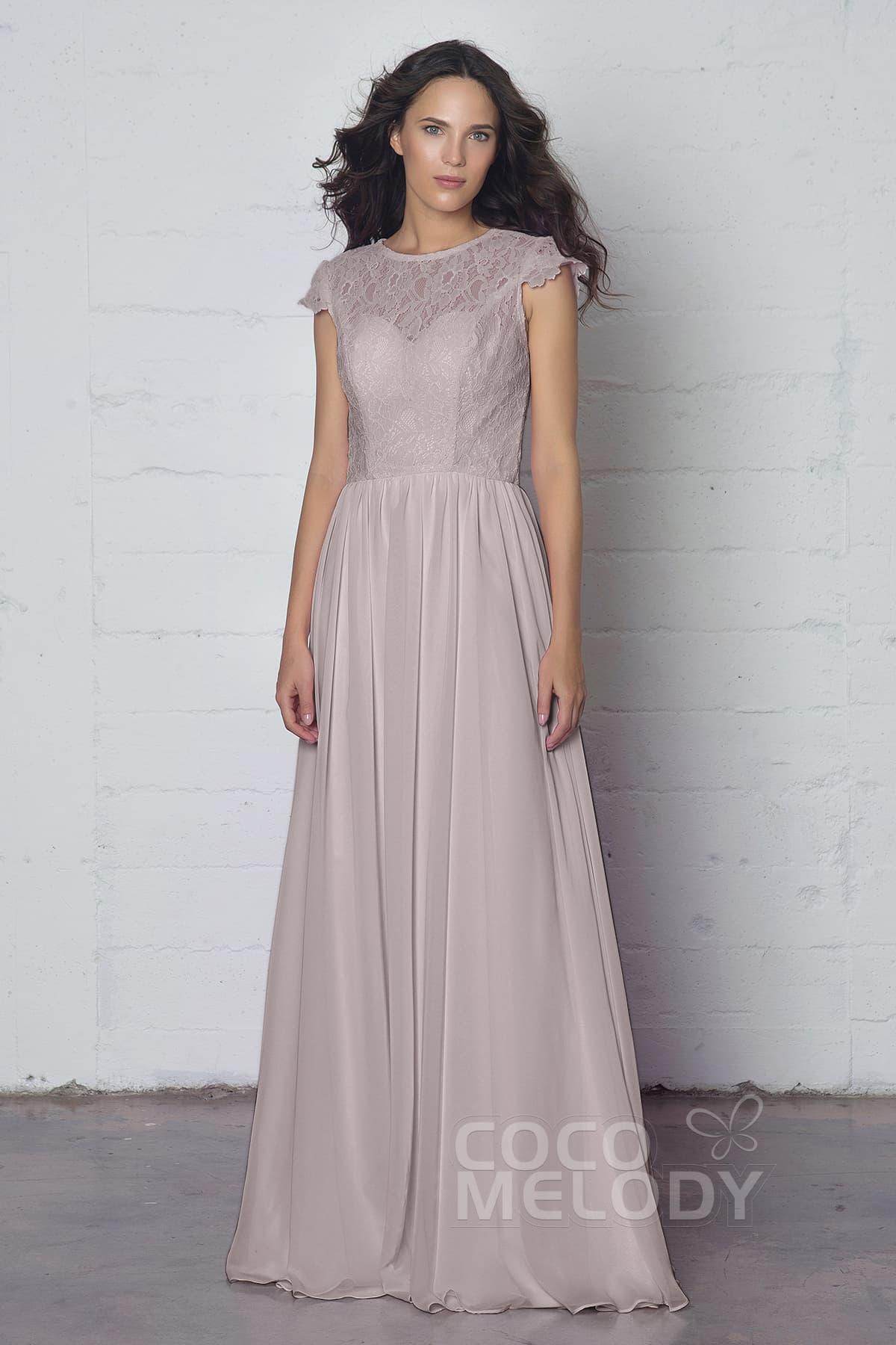 Sheath-Column Floor Length Lace and Chiffon Dress LOZF1503E - COCOMELODY