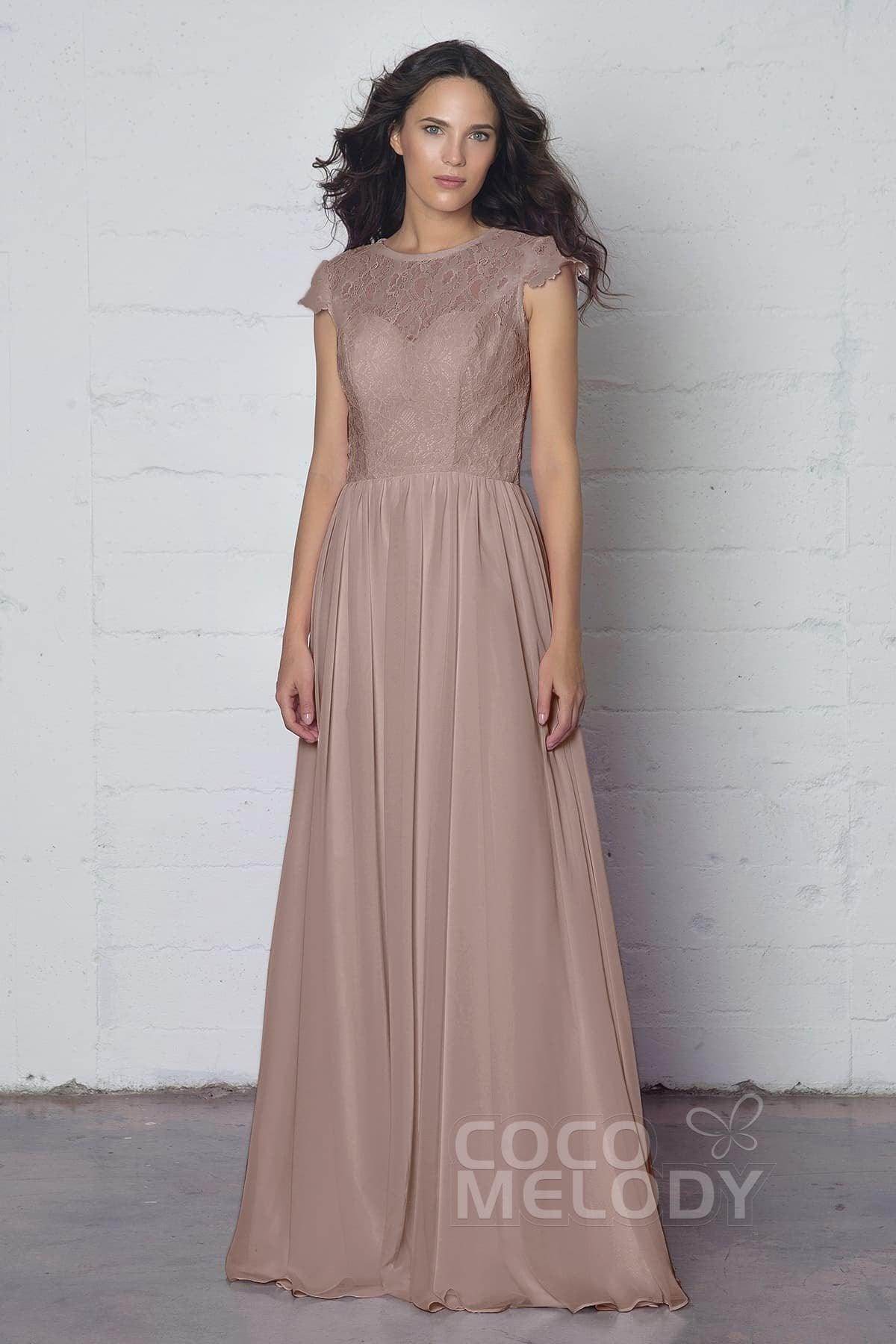 Sheath-Column Floor Length Lace and Chiffon Dress LOZF1503E - COCOMELODY