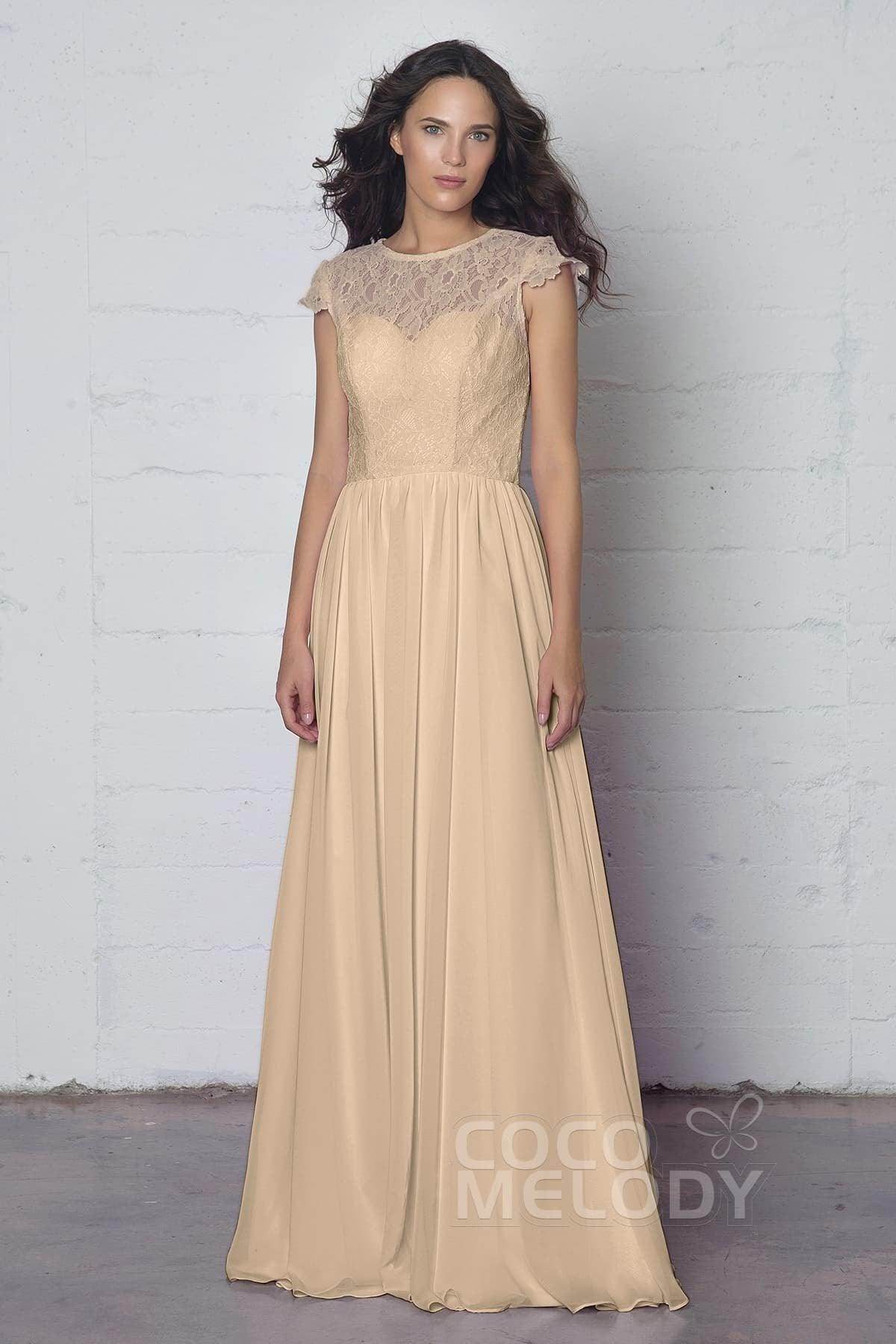 Sheath-Column Floor Length Lace and Chiffon Dress LOZF1503E - COCOMELODY