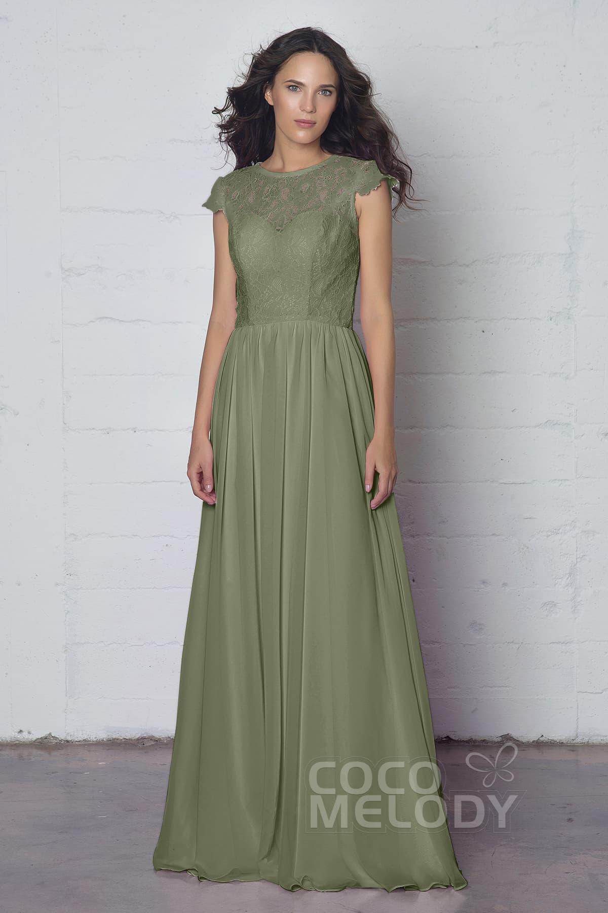 Sheath-Column Floor Length Lace and Chiffon Dress LOZF1503E - COCOMELODY
