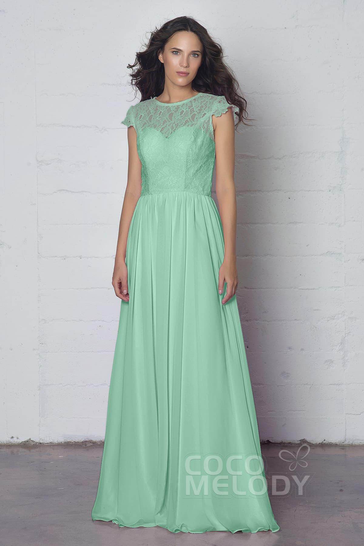 Sheath-Column Floor Length Lace and Chiffon Dress LOZF1503E - COCOMELODY