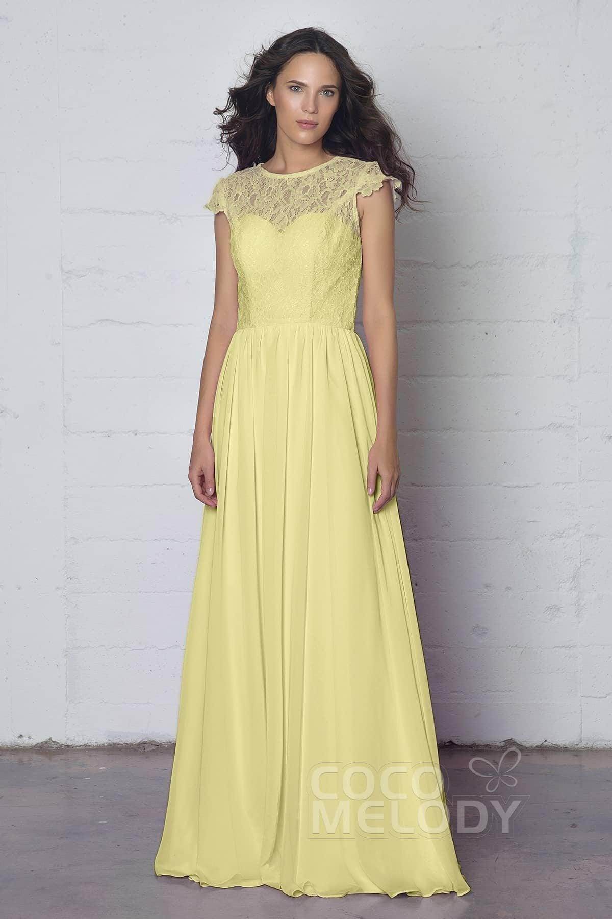 Sheath-Column Floor Length Lace and Chiffon Dress LOZF1503E - COCOMELODY