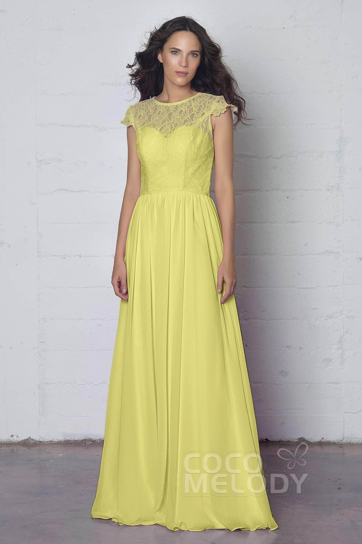 Sheath-Column Floor Length Lace and Chiffon Dress LOZF1503E - COCOMELODY