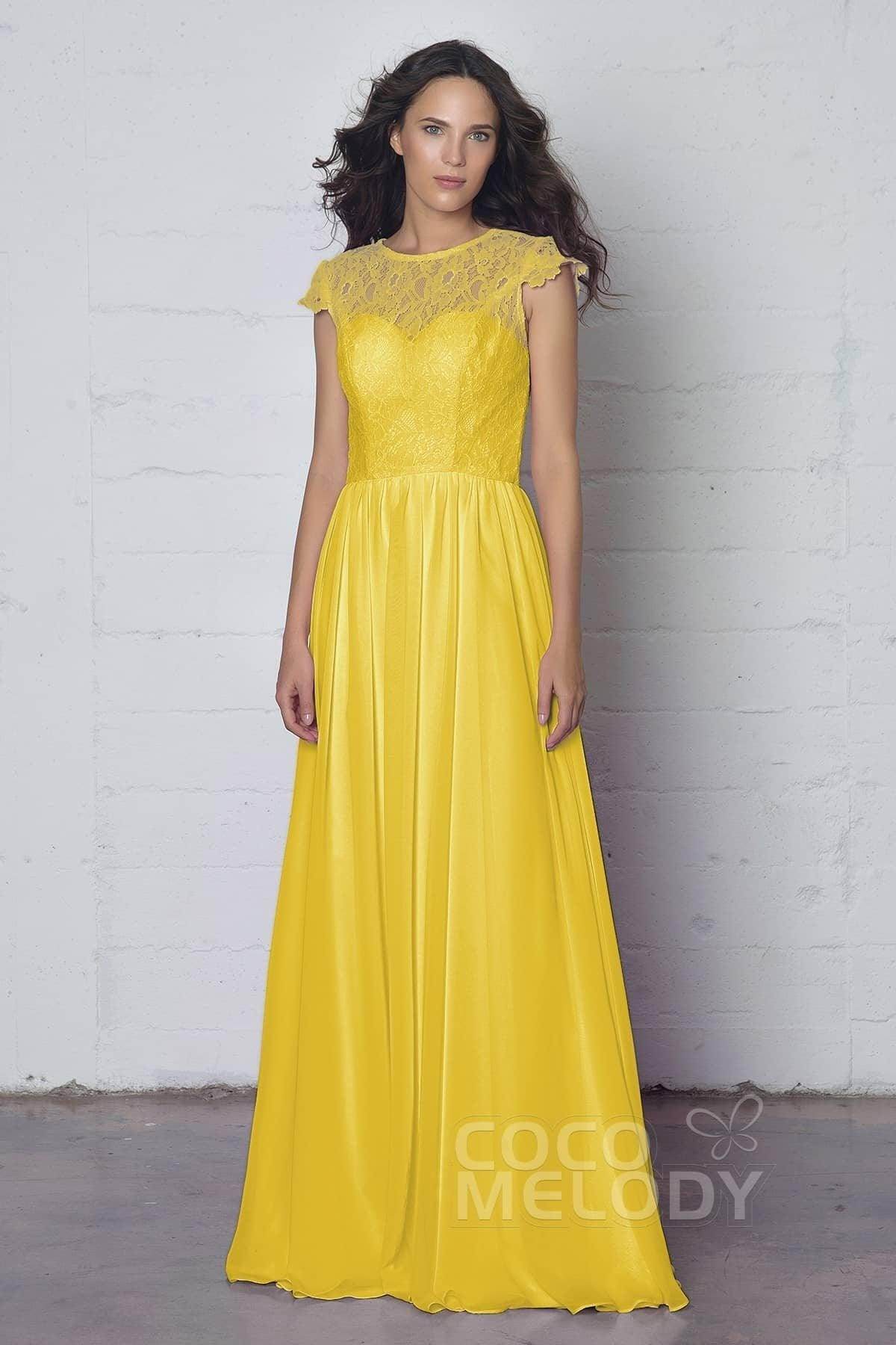 Sheath-Column Floor Length Lace and Chiffon Dress LOZF1503E - COCOMELODY