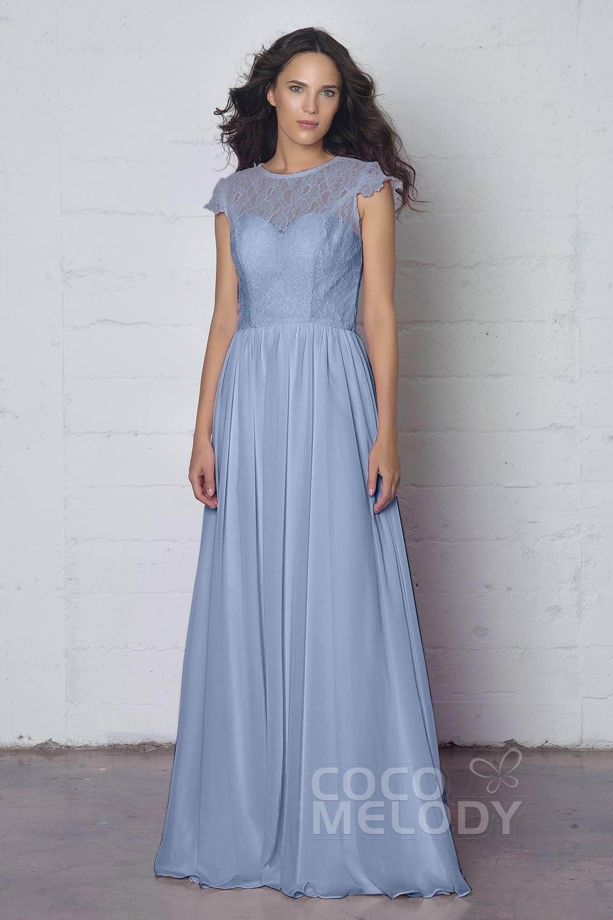 Sheath-Column Floor Length Lace and Chiffon Dress LOZF1503E - COCOMELODY