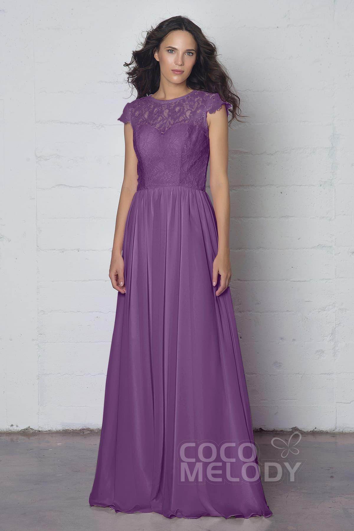 Sheath-Column Floor Length Lace and Chiffon Dress LOZF1503E - COCOMELODY