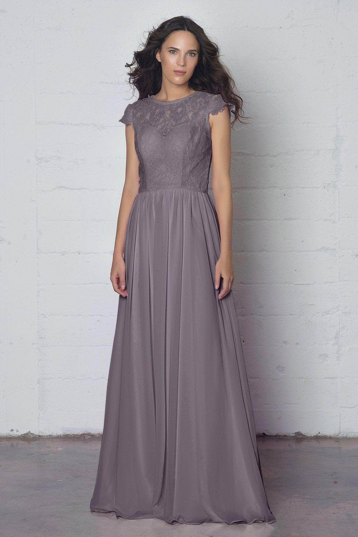 Sheath-Column Floor Length Lace and Chiffon Dress LOZF1503E - COCOMELODY