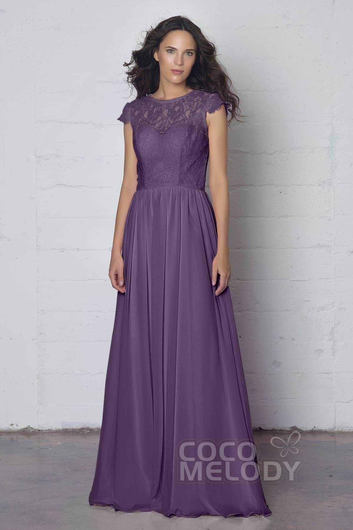 Sheath-Column Floor Length Lace and Chiffon Dress LOZF1503E - COCOMELODY