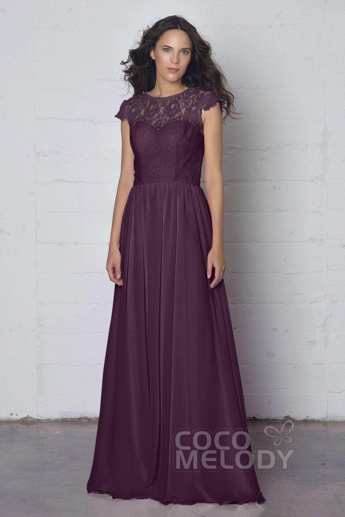 Sheath-Column Floor Length Lace and Chiffon Dress LOZF1503E - COCOMELODY