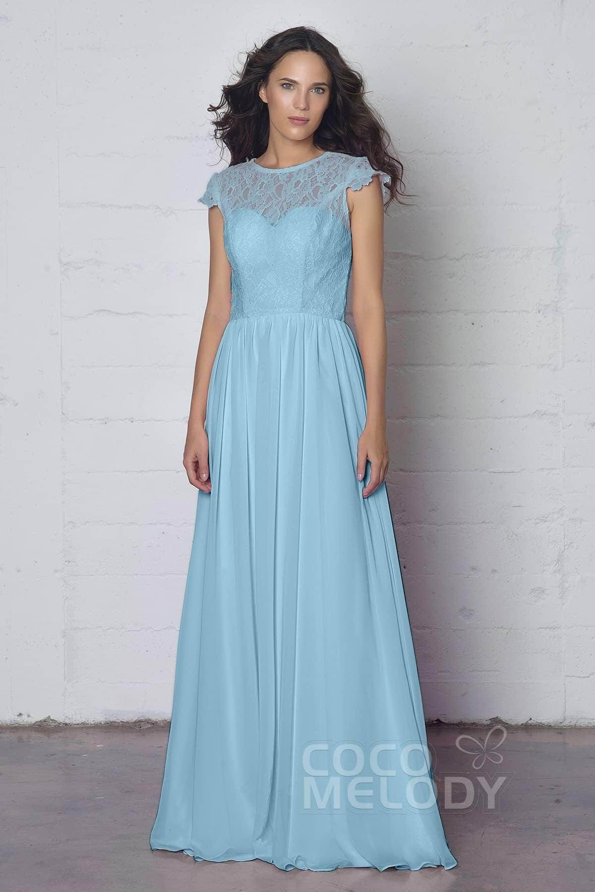 Sheath-Column Floor Length Lace and Chiffon Dress LOZF1503E - COCOMELODY