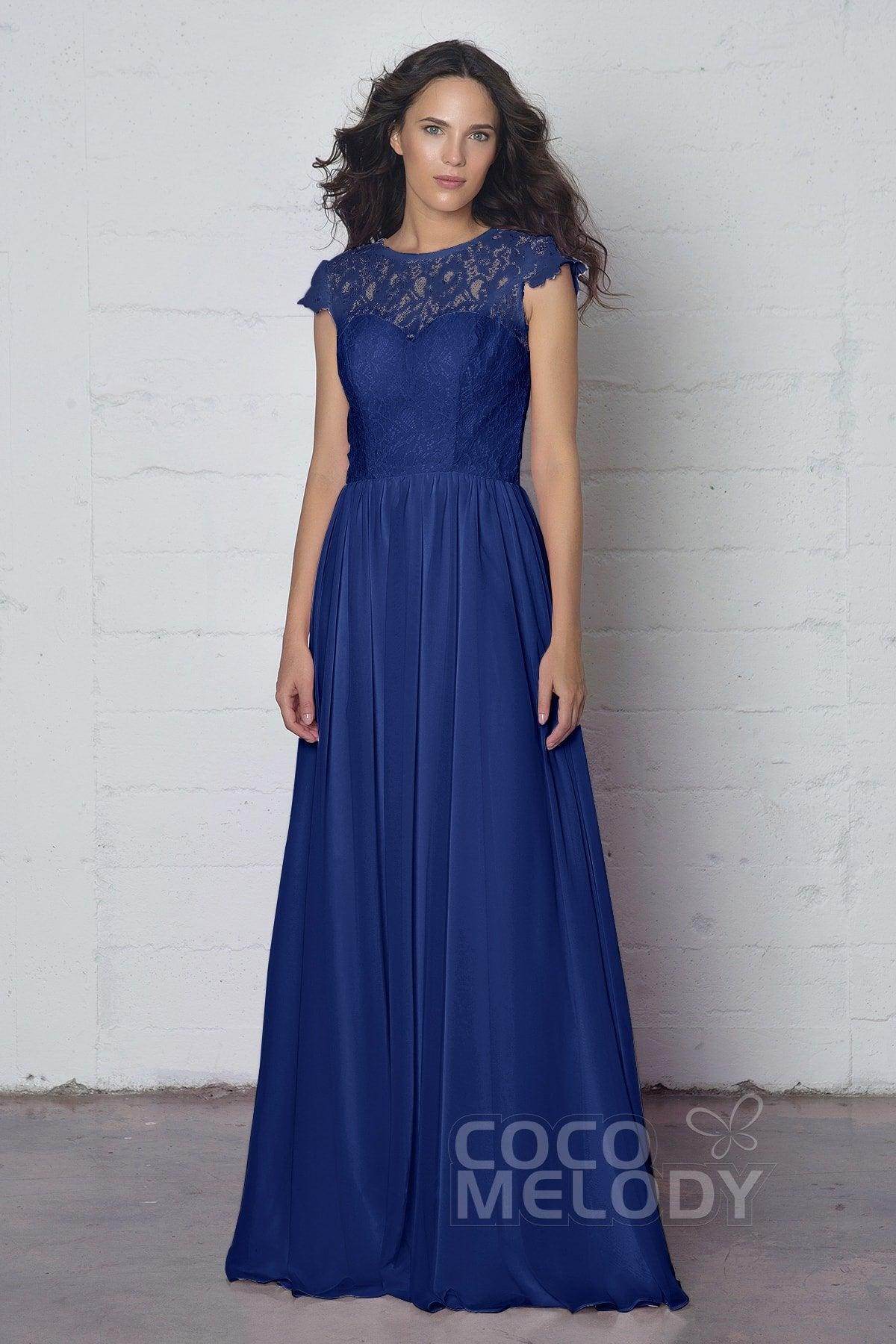 Sheath-Column Floor Length Lace and Chiffon Dress LOZF1503E - COCOMELODY