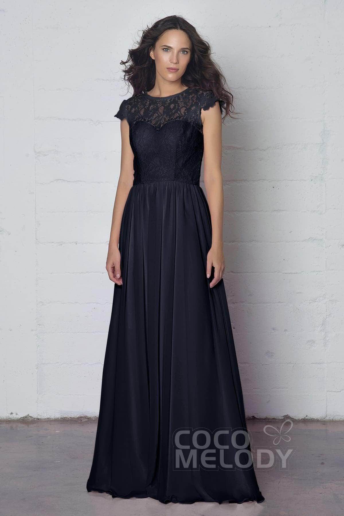 Sheath-Column Floor Length Lace and Chiffon Dress LOZF1503E - COCOMELODY