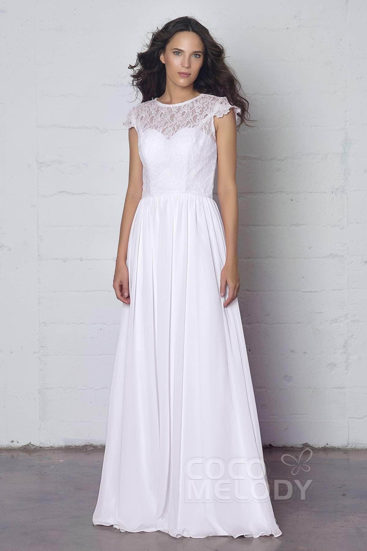 Sheath-Column Floor Length Lace and Chiffon Dress LOZF1503E - COCOMELODY