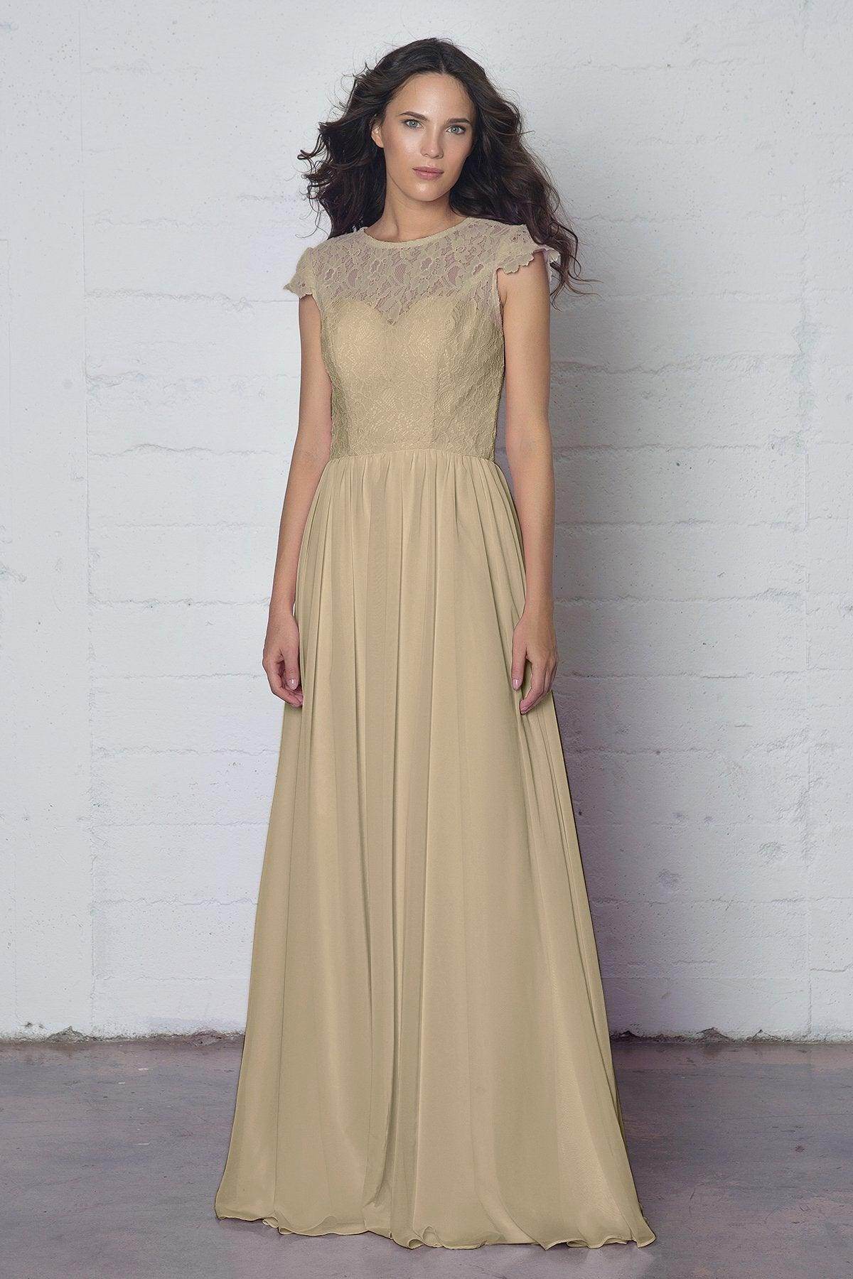 Sheath-Column Floor Length Lace and Chiffon Dress LOZF1503E - COCOMELODY