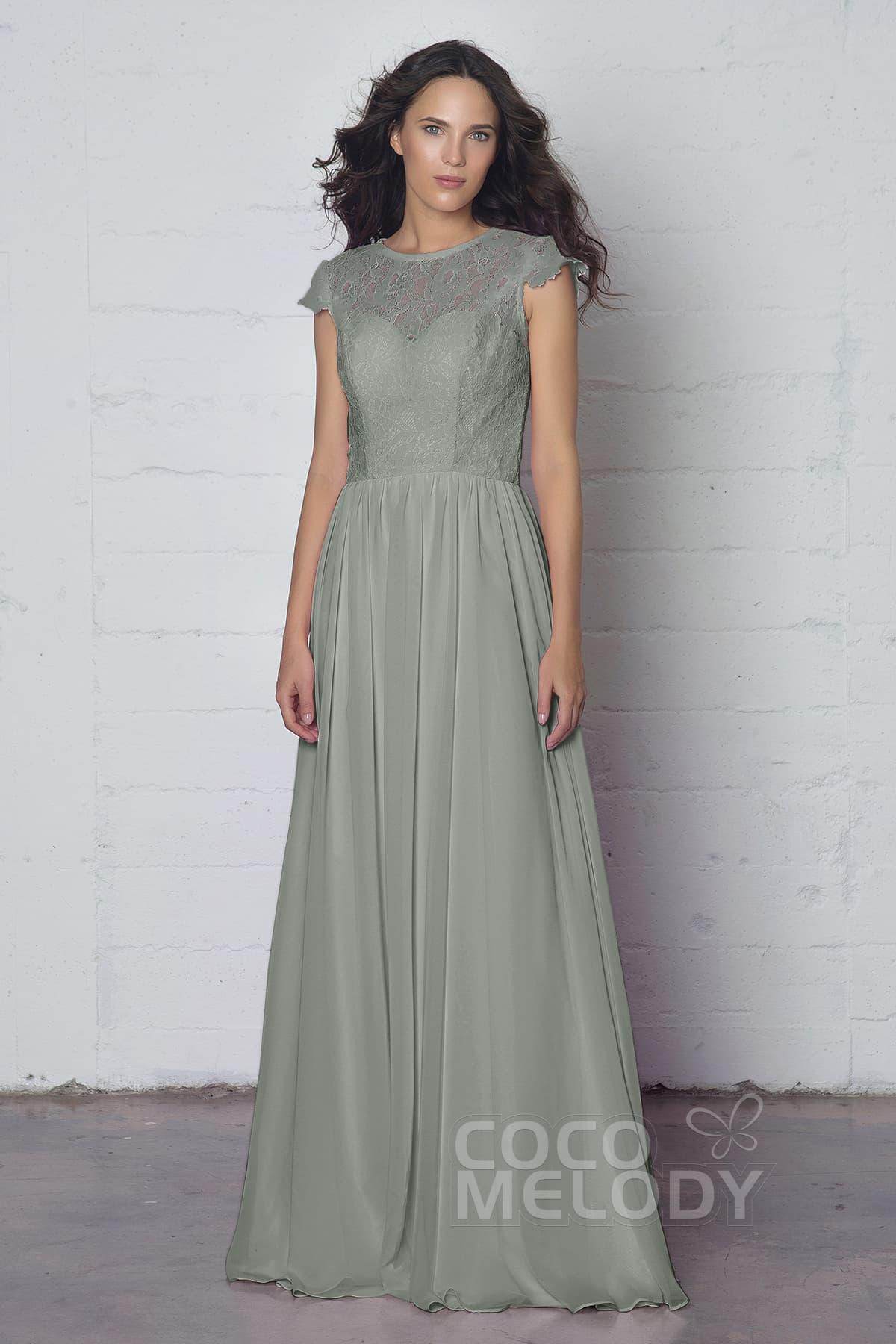 Sheath-Column Floor Length Lace and Chiffon Dress LOZF1503E - COCOMELODY