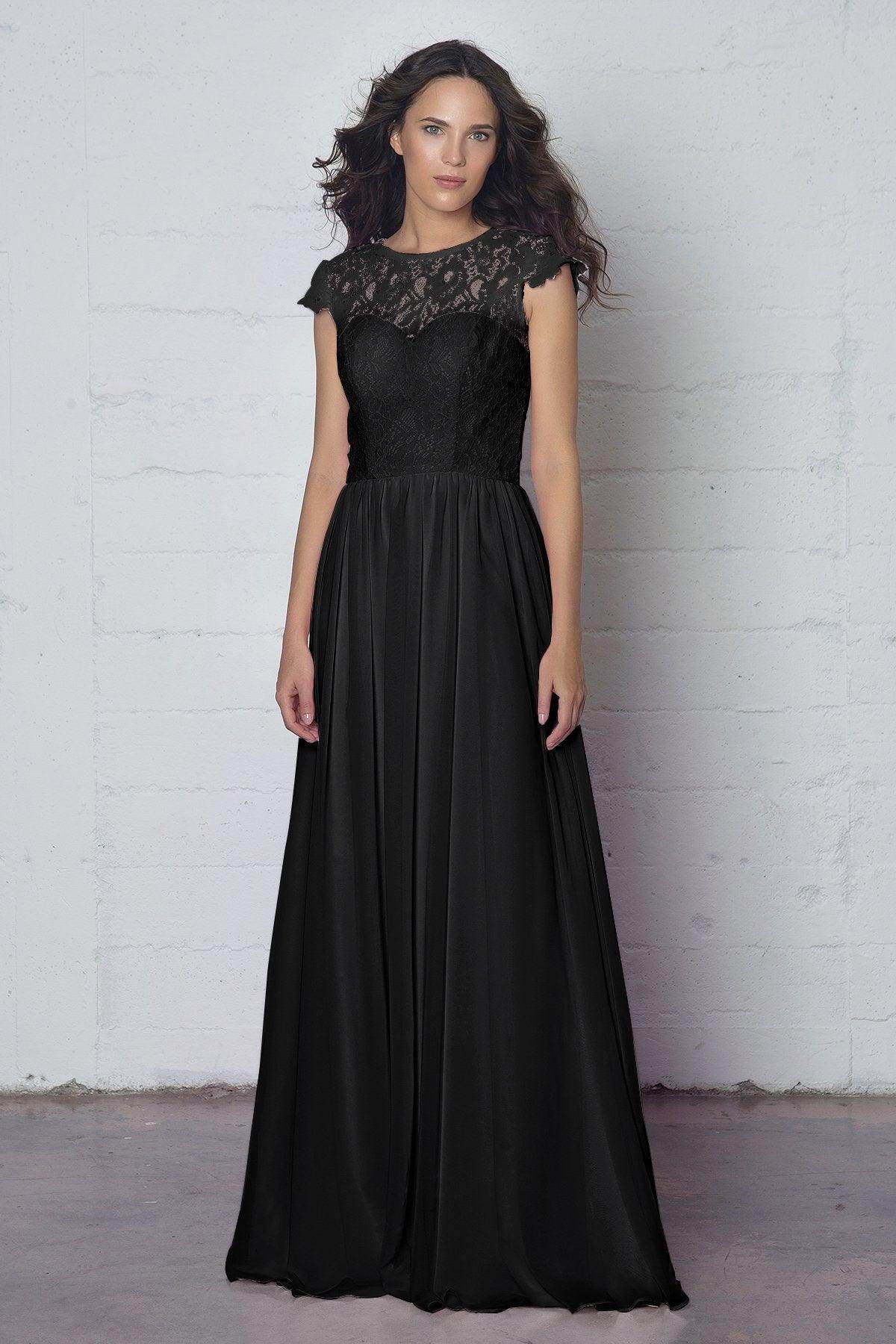 Sheath-Column Floor Length Lace and Chiffon Dress LOZF1503E - COCOMELODY