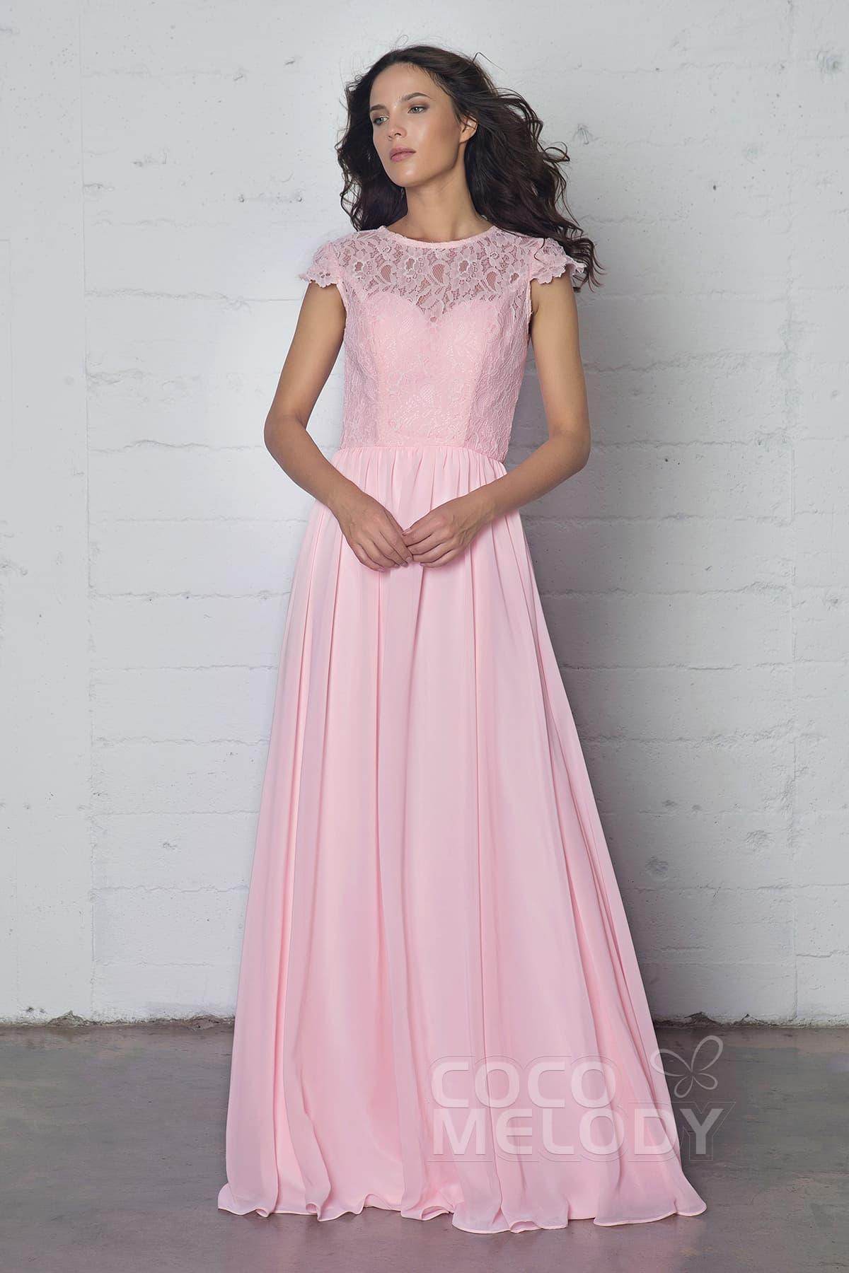 Sheath-Column Floor Length Lace and Chiffon Dress LOZF1503E - COCOMELODY