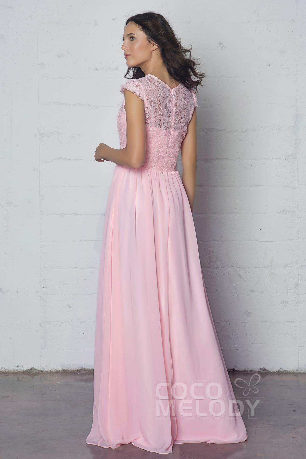 Sheath-Column Floor Length Lace and Chiffon Dress LOZF1503E - COCOMELODY