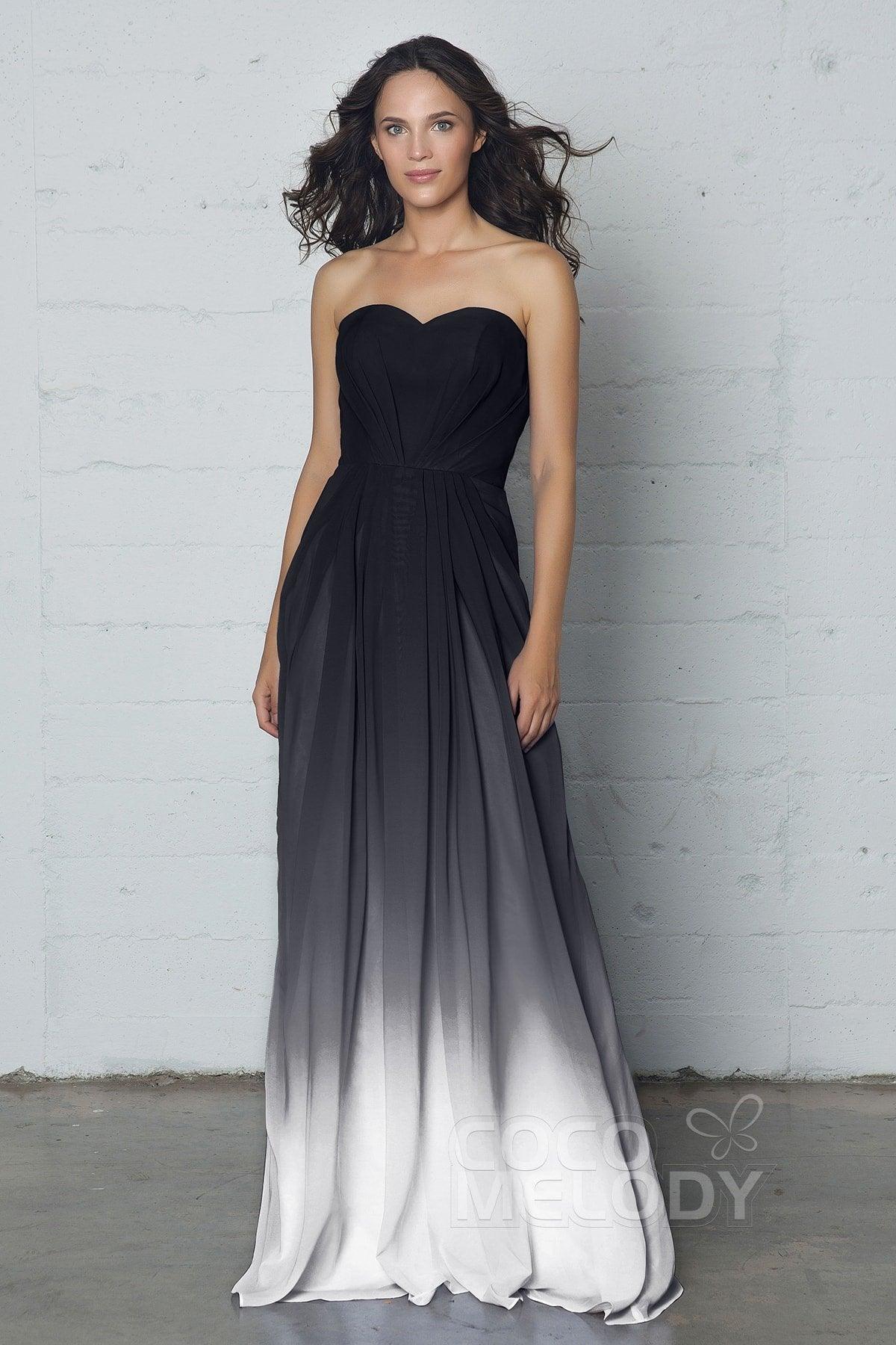 A-Line Floor Length Chiffon Ombre Dress LOZF15045 - COCOMELODY