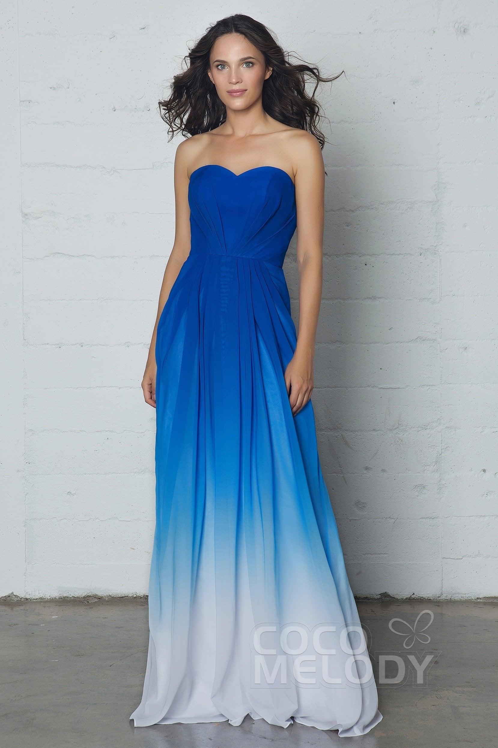 COCOMELODY A-Line Floor Length Chiffon Ombre Dress LOZF15045 