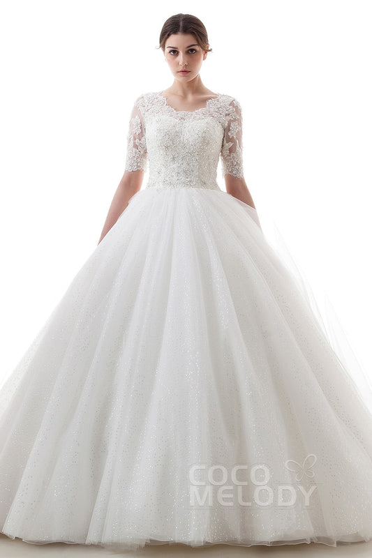 Princess Court Train Tulle Wedding Dress B14TB0056