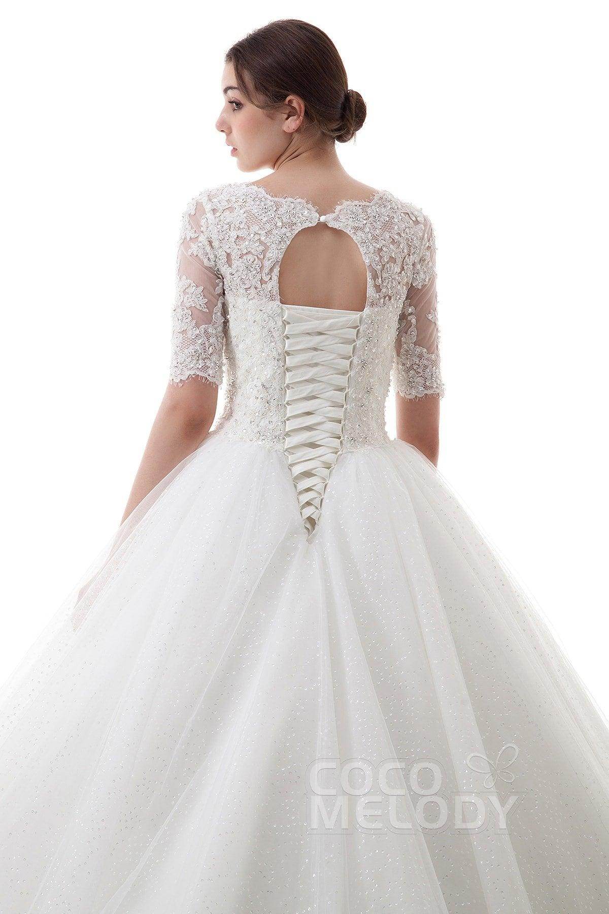 Princess Court Train Tulle Wedding Dress B14TB0056 - COCOMELODY