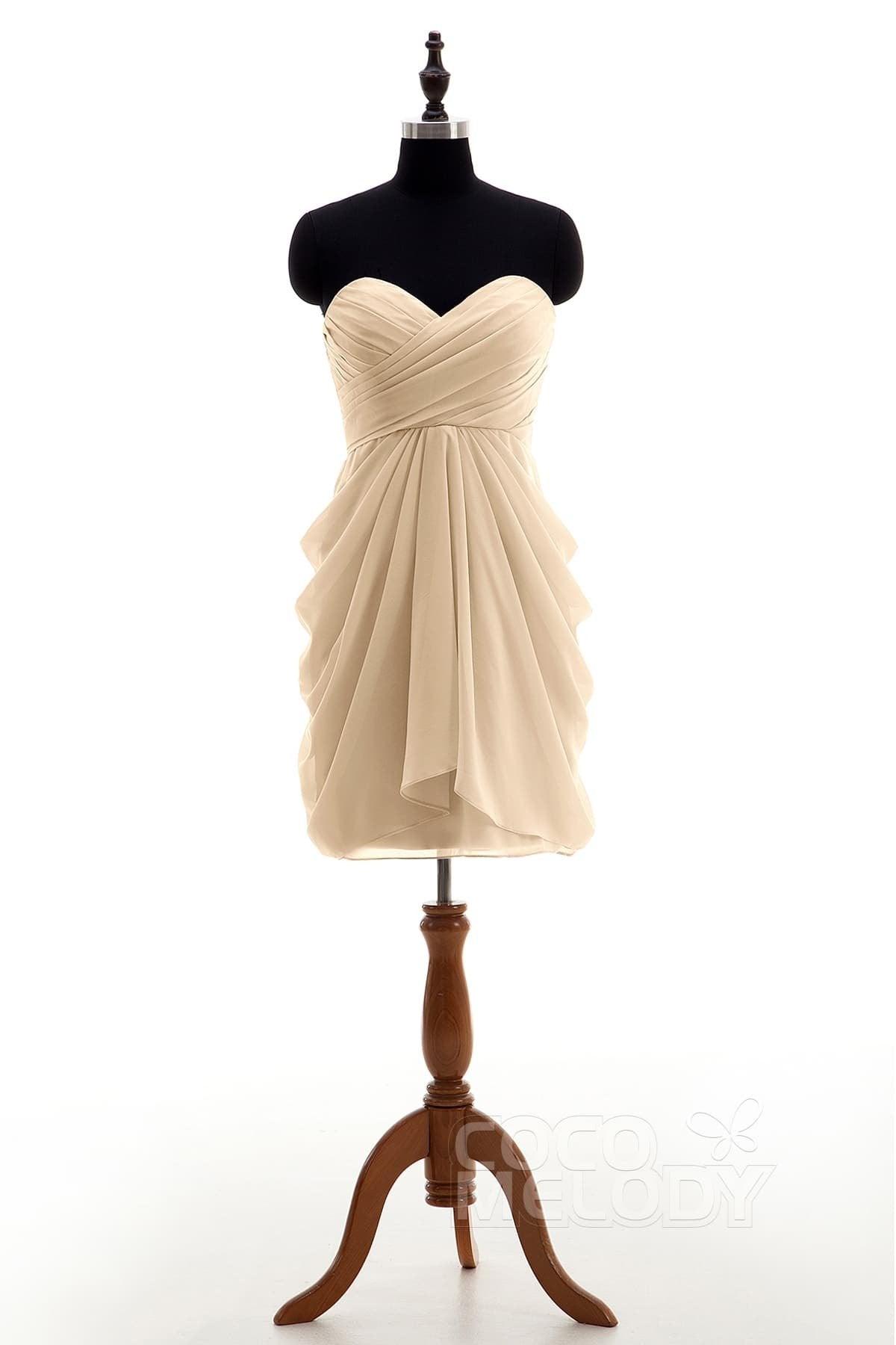COCOMELODY Sheath-Column Knee Length Chiffon Bridesmaid Dress NB2746 