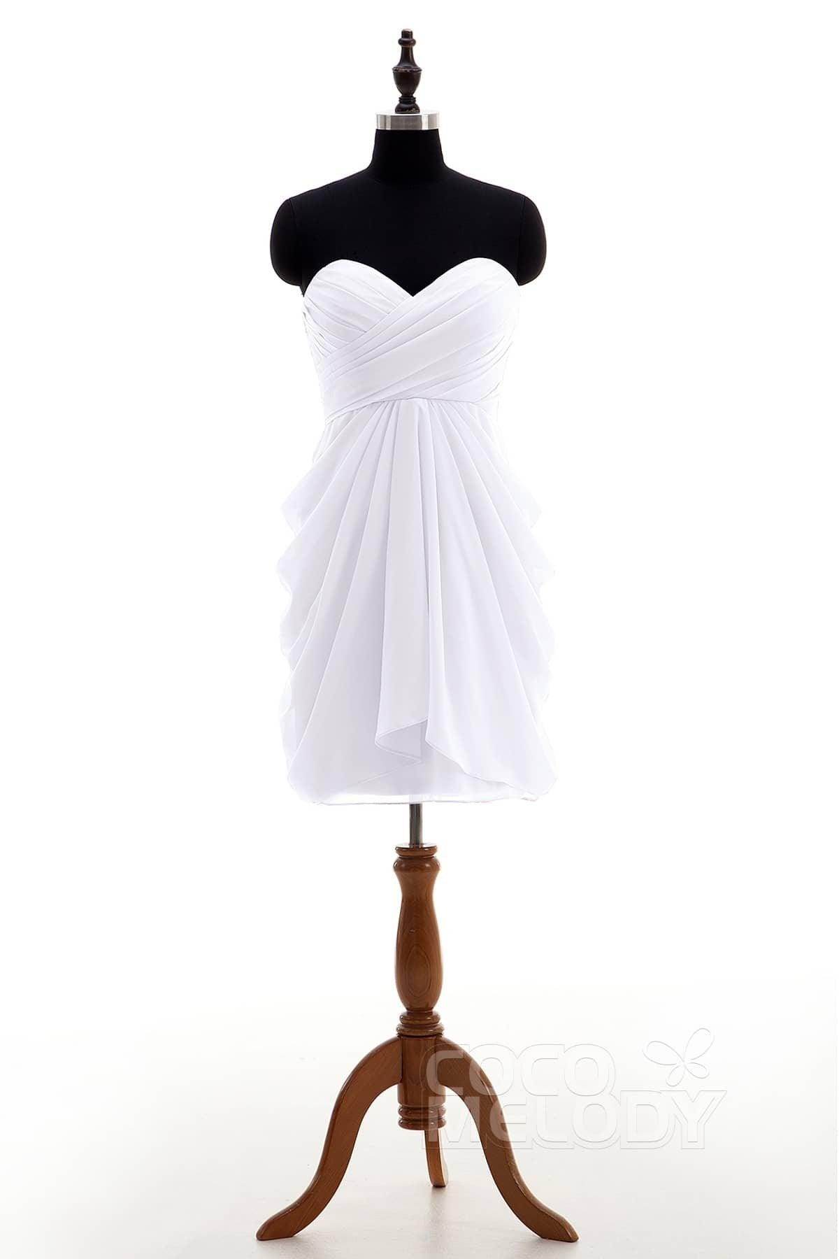 Sheath-Column Knee Length Chiffon Bridesmaid Dress NB2746 - COCOMELODY