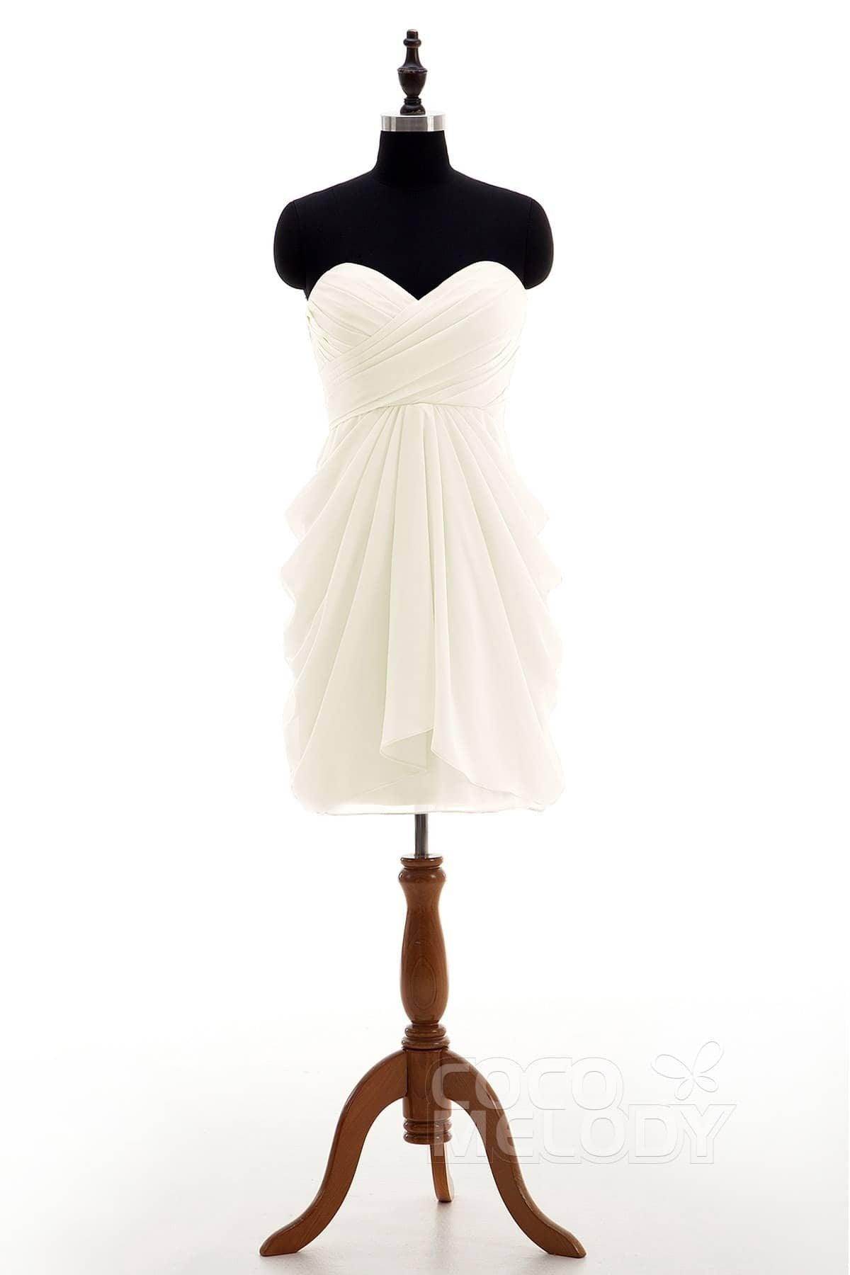 Sheath-Column Knee Length Chiffon Bridesmaid Dress NB2746 - COCOMELODY