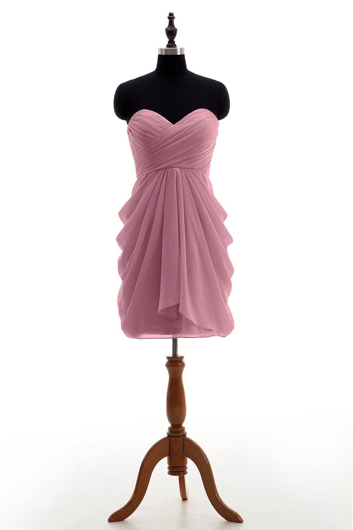Sheath-Column Knee Length Chiffon Bridesmaid Dress NB2746 - COCOMELODY