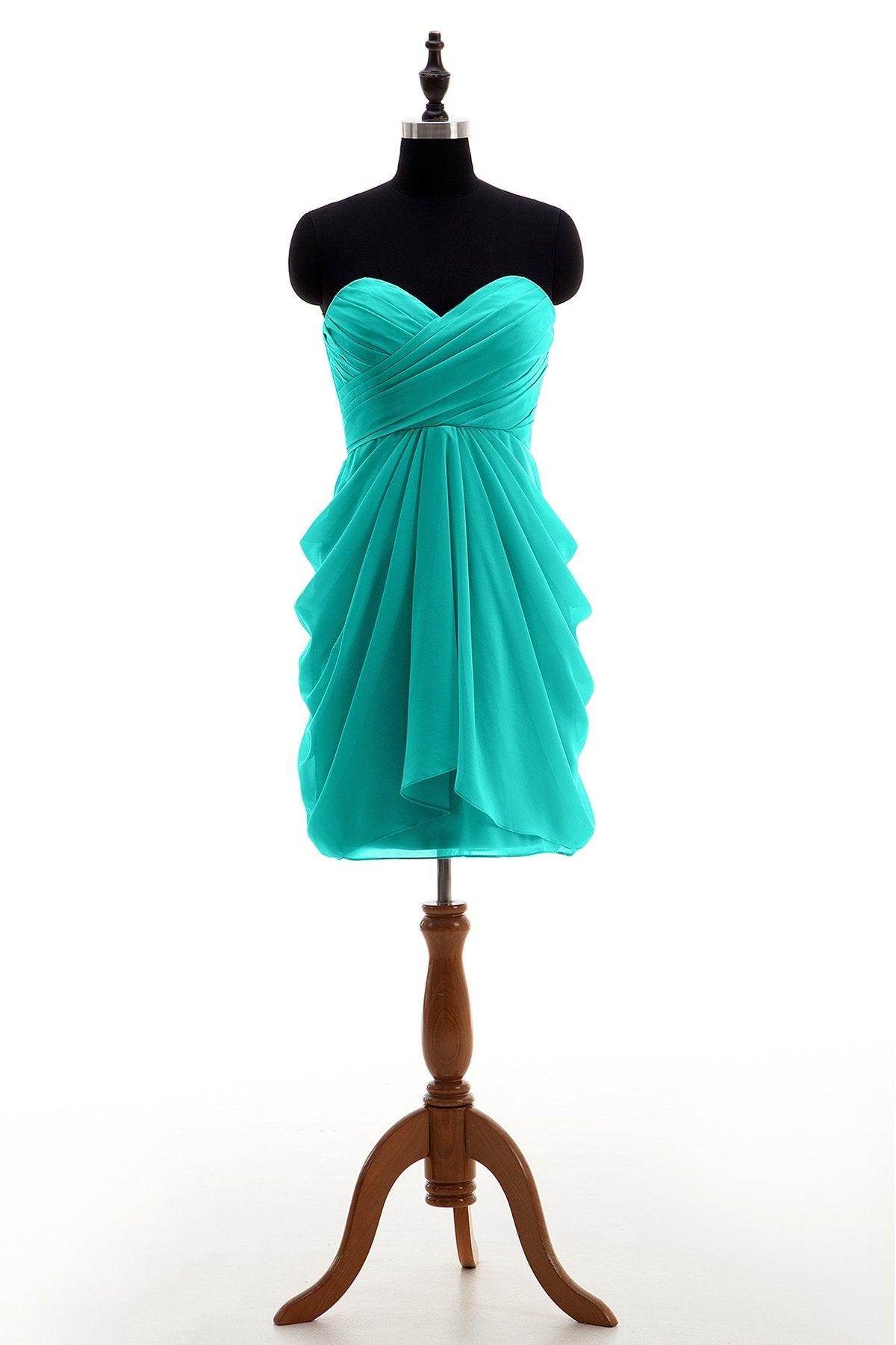 Sheath-Column Knee Length Chiffon Bridesmaid Dress NB2746 - COCOMELODY