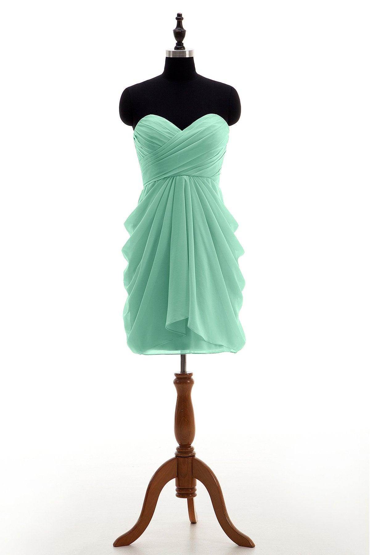 Sheath-Column Knee Length Chiffon Bridesmaid Dress NB2746 - COCOMELODY