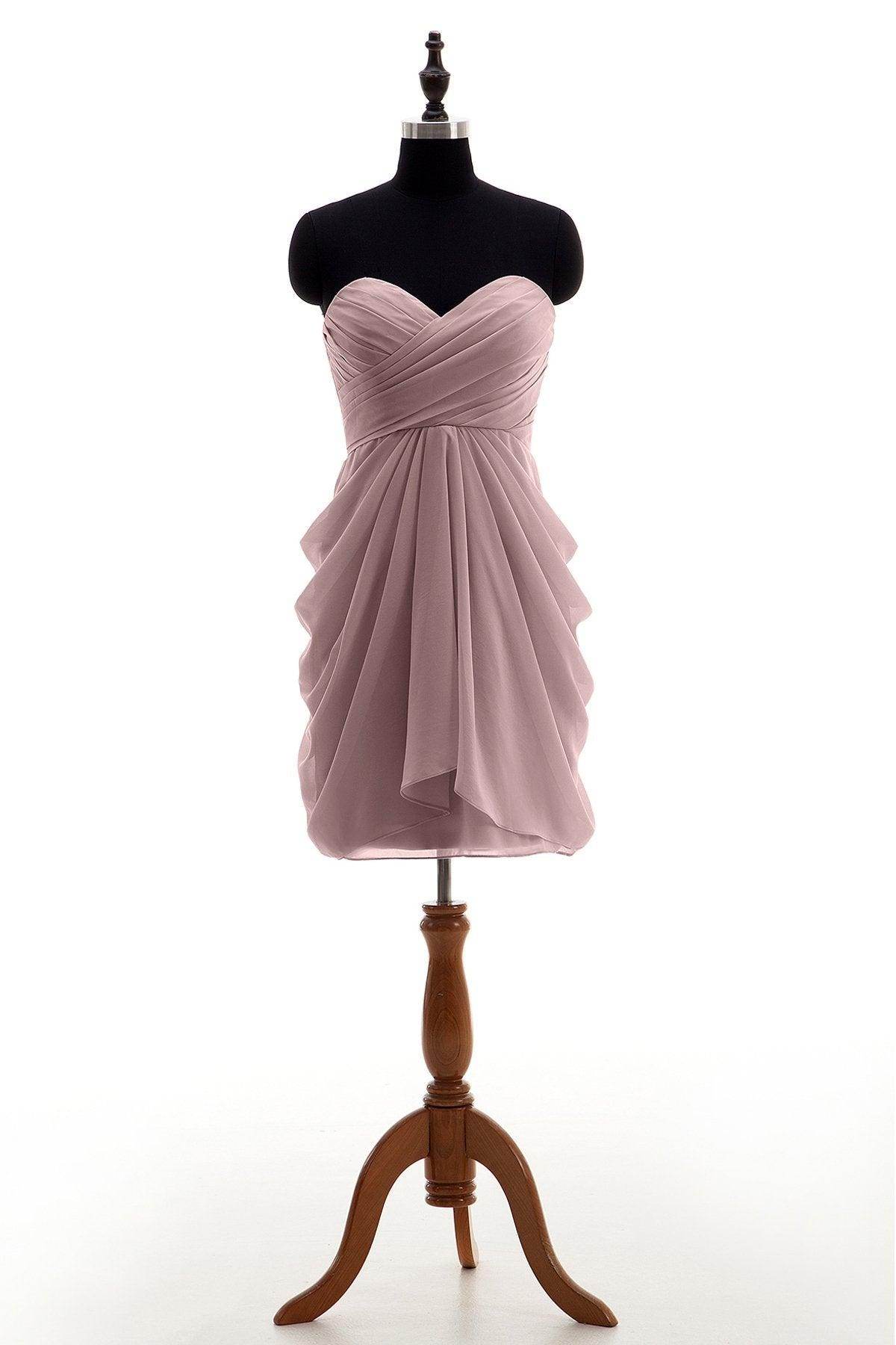Sheath-Column Knee Length Chiffon Bridesmaid Dress NB2746 - COCOMELODY