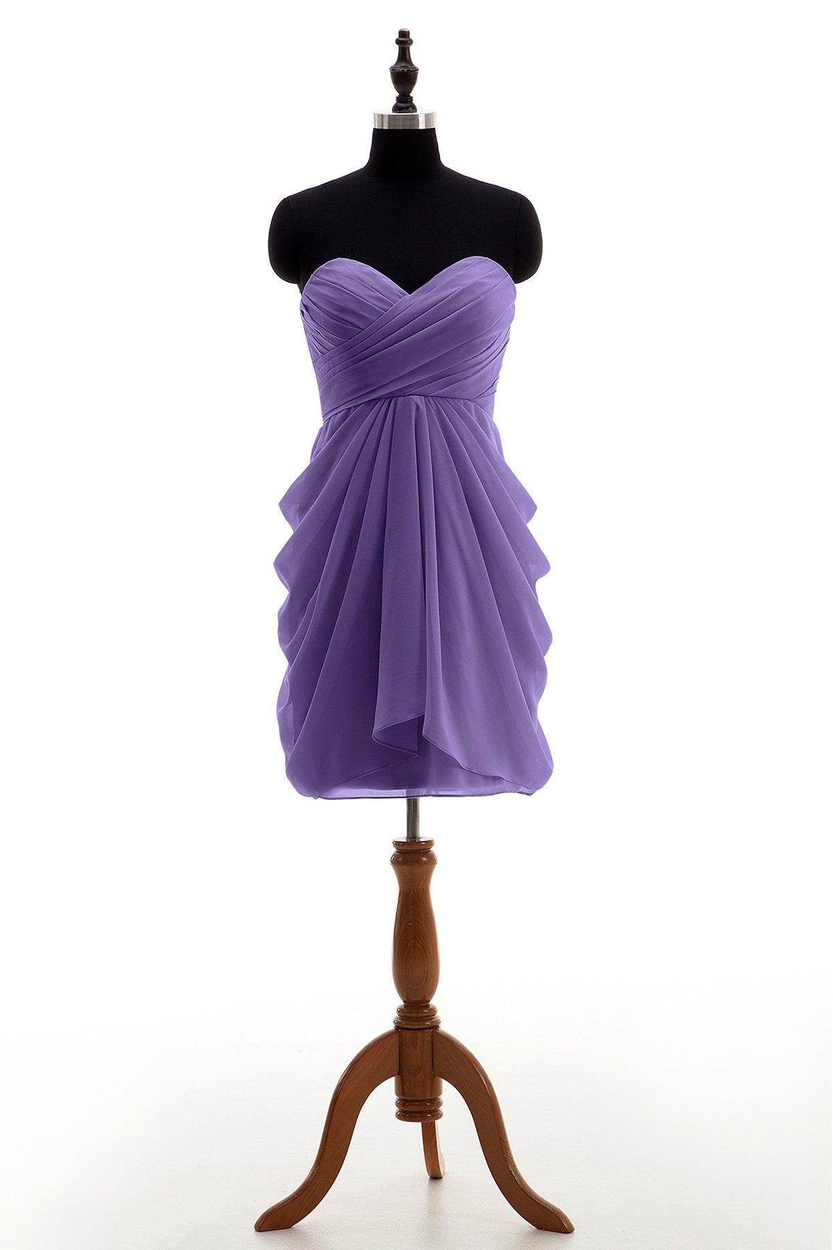 Sheath-Column Knee Length Chiffon Bridesmaid Dress NB2746 - COCOMELODY